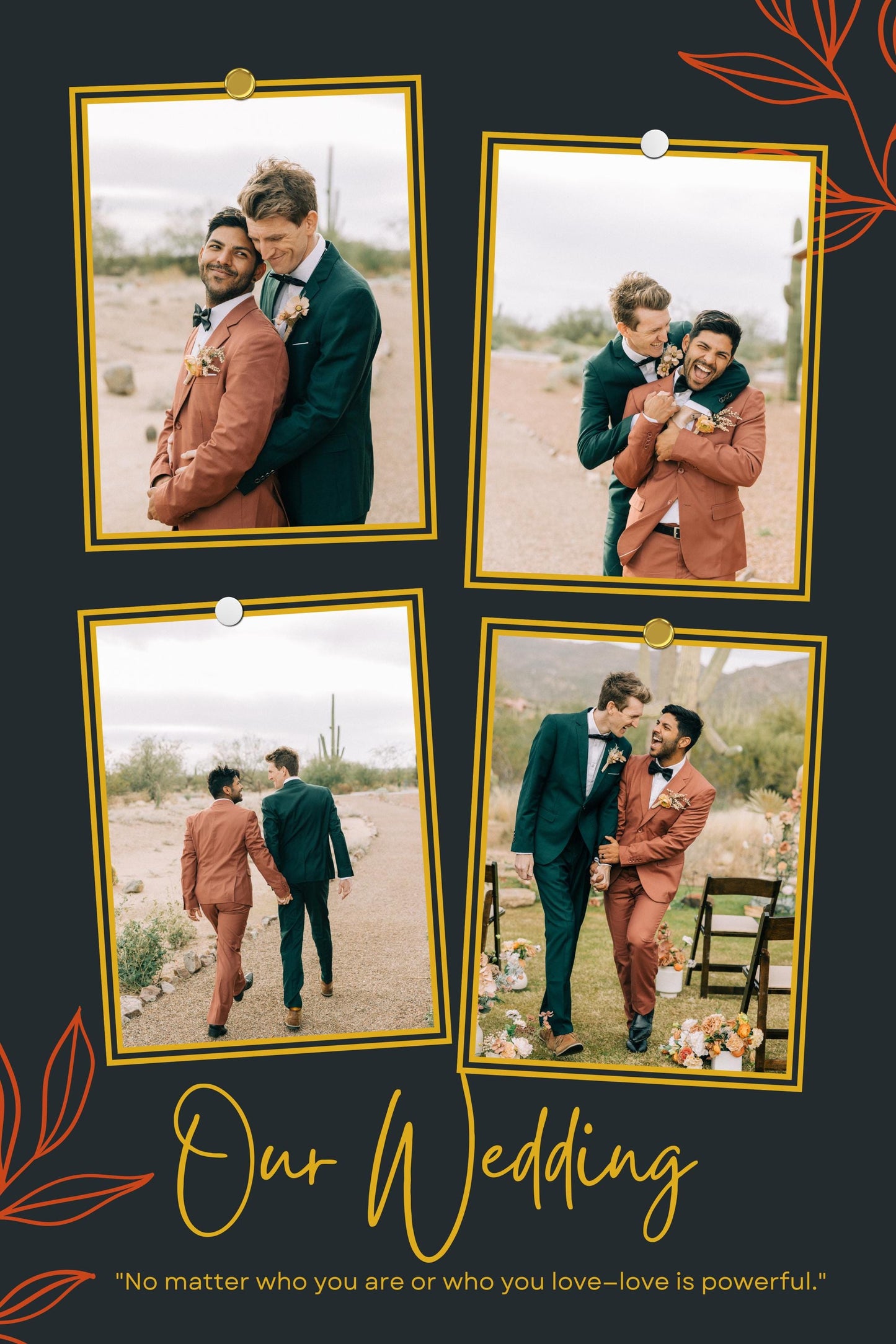 LGBTQ+ Wedding Photo Collage Invitation: Editable Canva Template (5x7" Printable Digital Download)