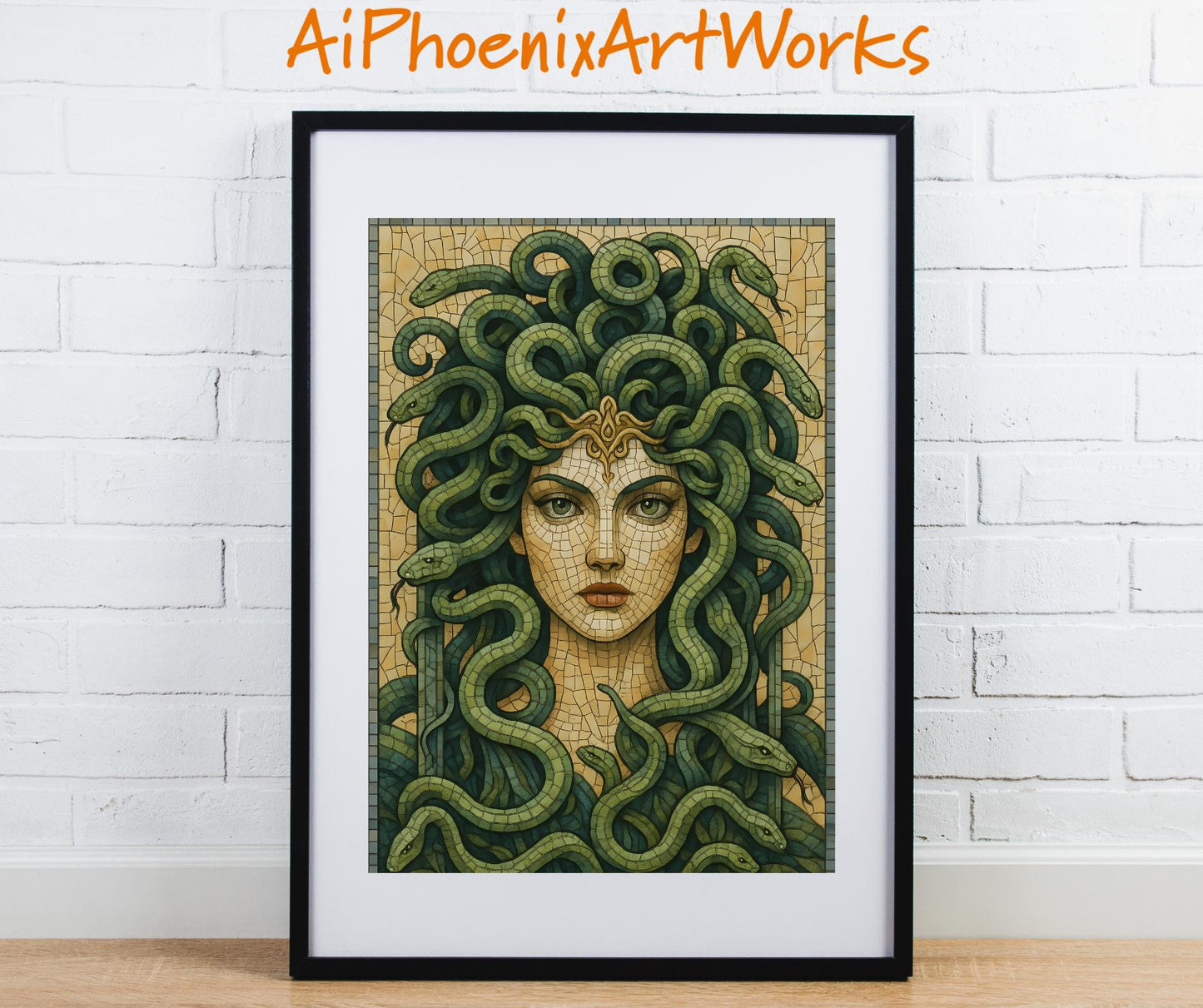 Medusa Mosaic Art Print: Greek Mythology Portrait (Digital Download)