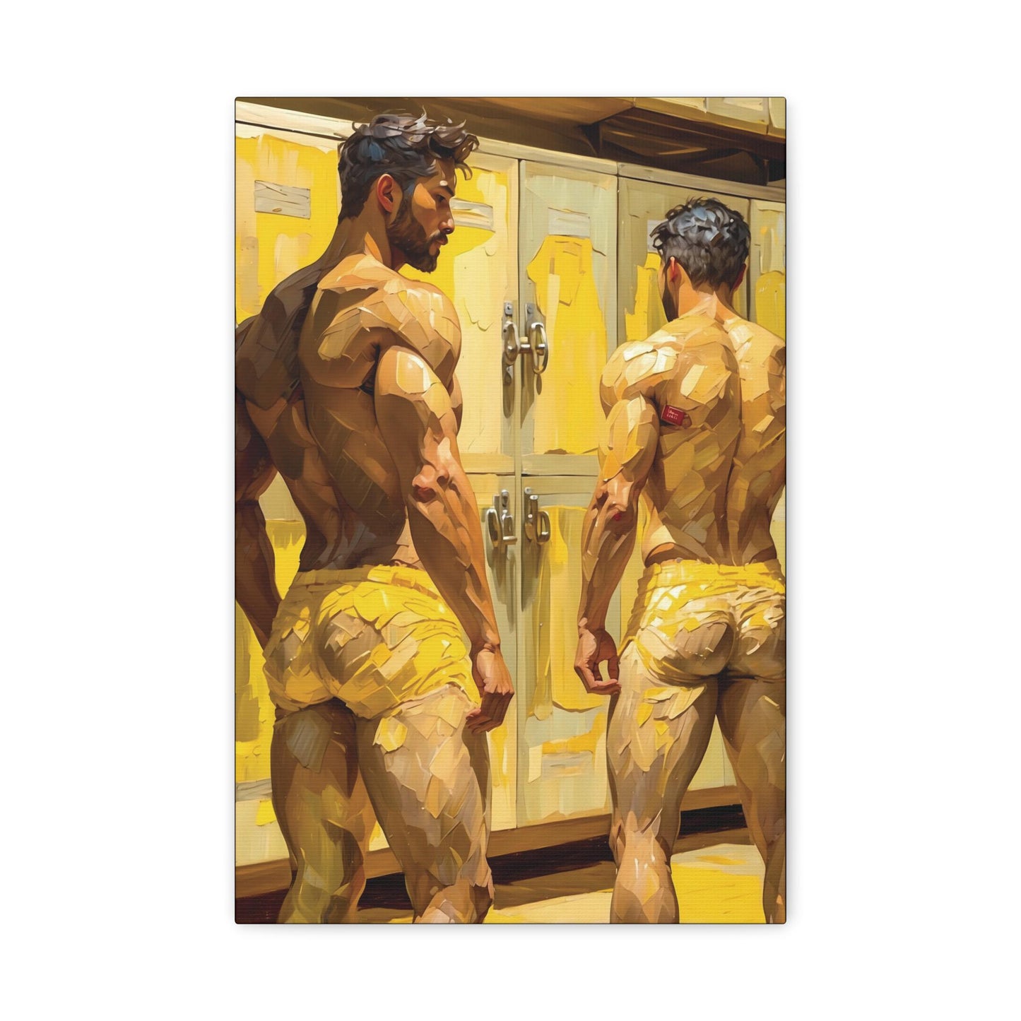 Abstract Locker Room Canvas Art | Masculine Physique Print | 12x18 Vertical Matte Canvas | Modern Male Figure Wall Decor
