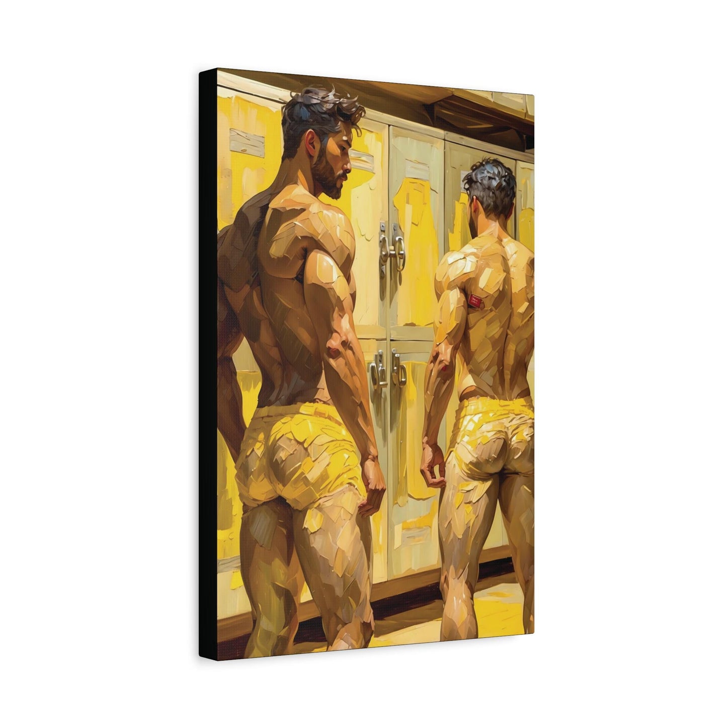 Abstract Locker Room Canvas Art | Masculine Physique Print | 12x18 Vertical Matte Canvas | Modern Male Figure Wall Decor