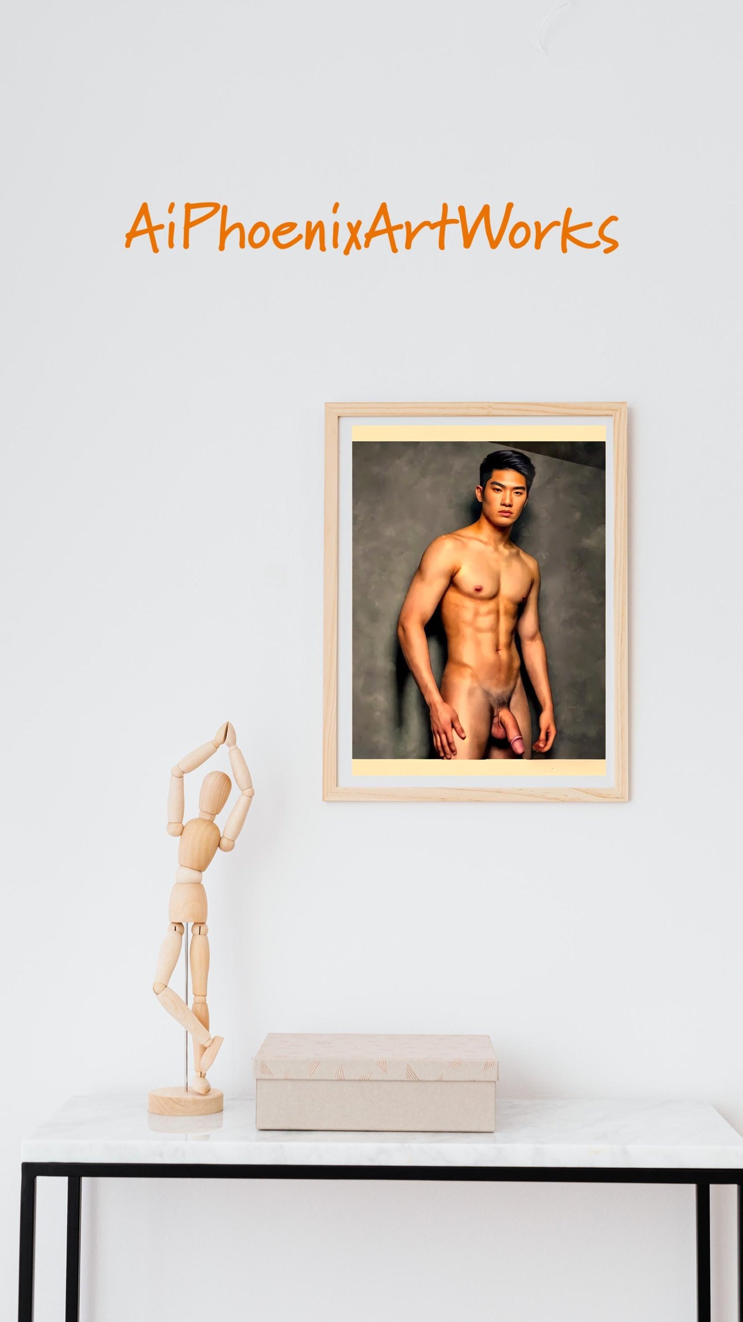 Asian Muse Duo | Male Nude Art Print Set | Sensual Figurative Wall Decor | 2 Variations | Glossy PRINT Poster | AiPhoenixArtWorks