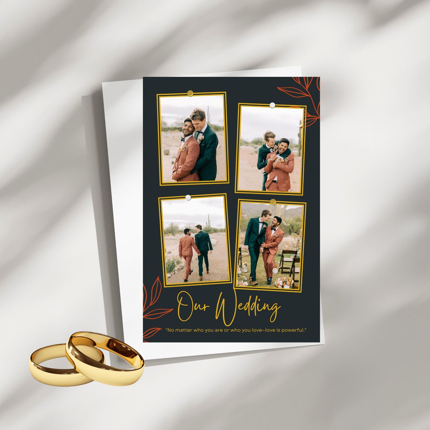 LGBTQ+ Wedding Photo Collage Invitation: Editable Canva Template (5x7" Printable Digital Download)