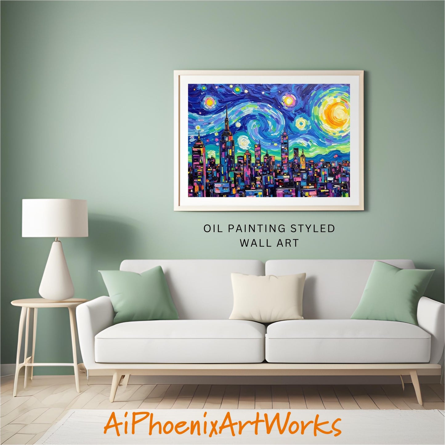 Starry Skyline | Vibrant Cityscape Digital Art Print | Instant Download