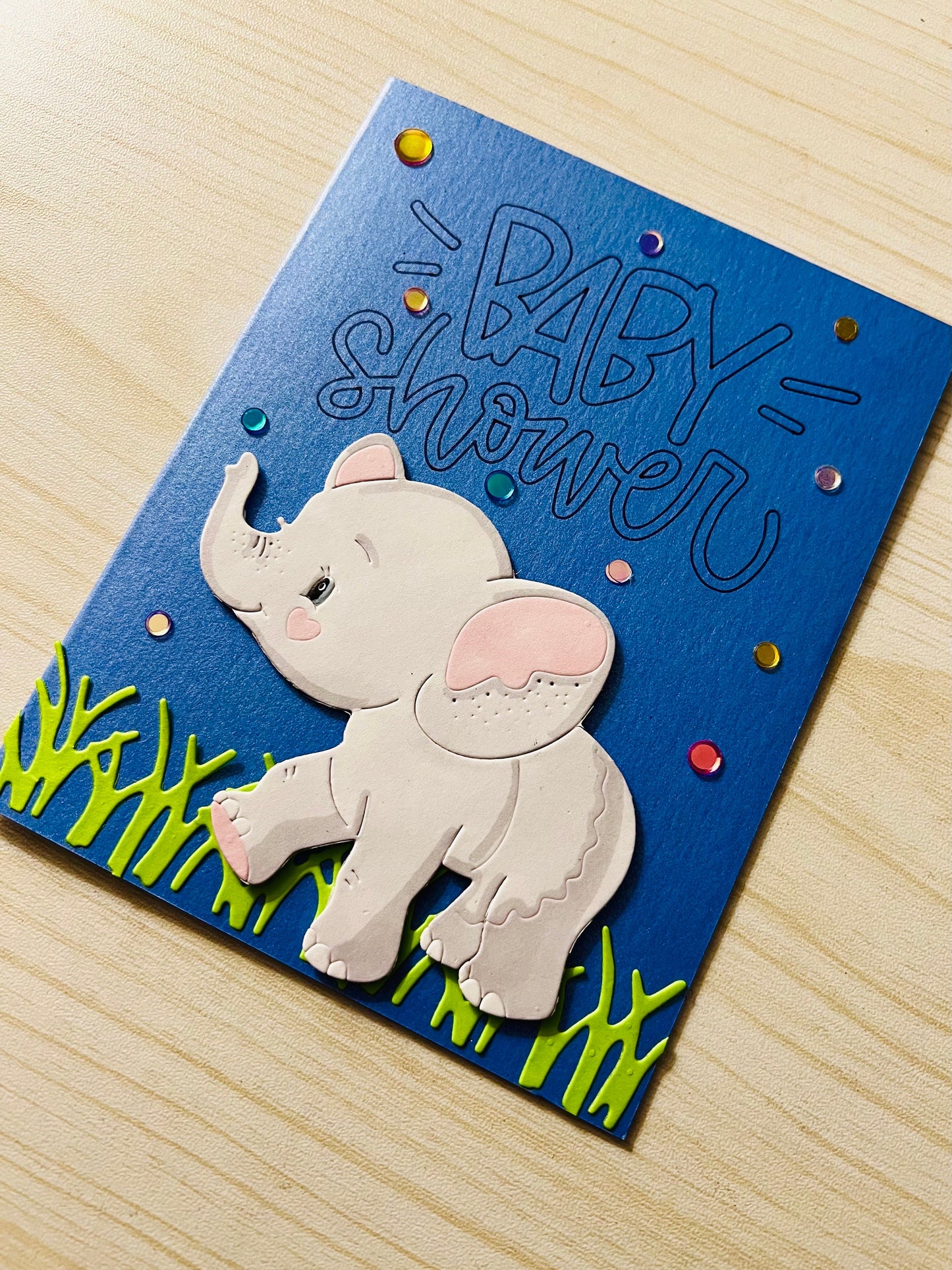 Gray Elephant Baby Shower Card