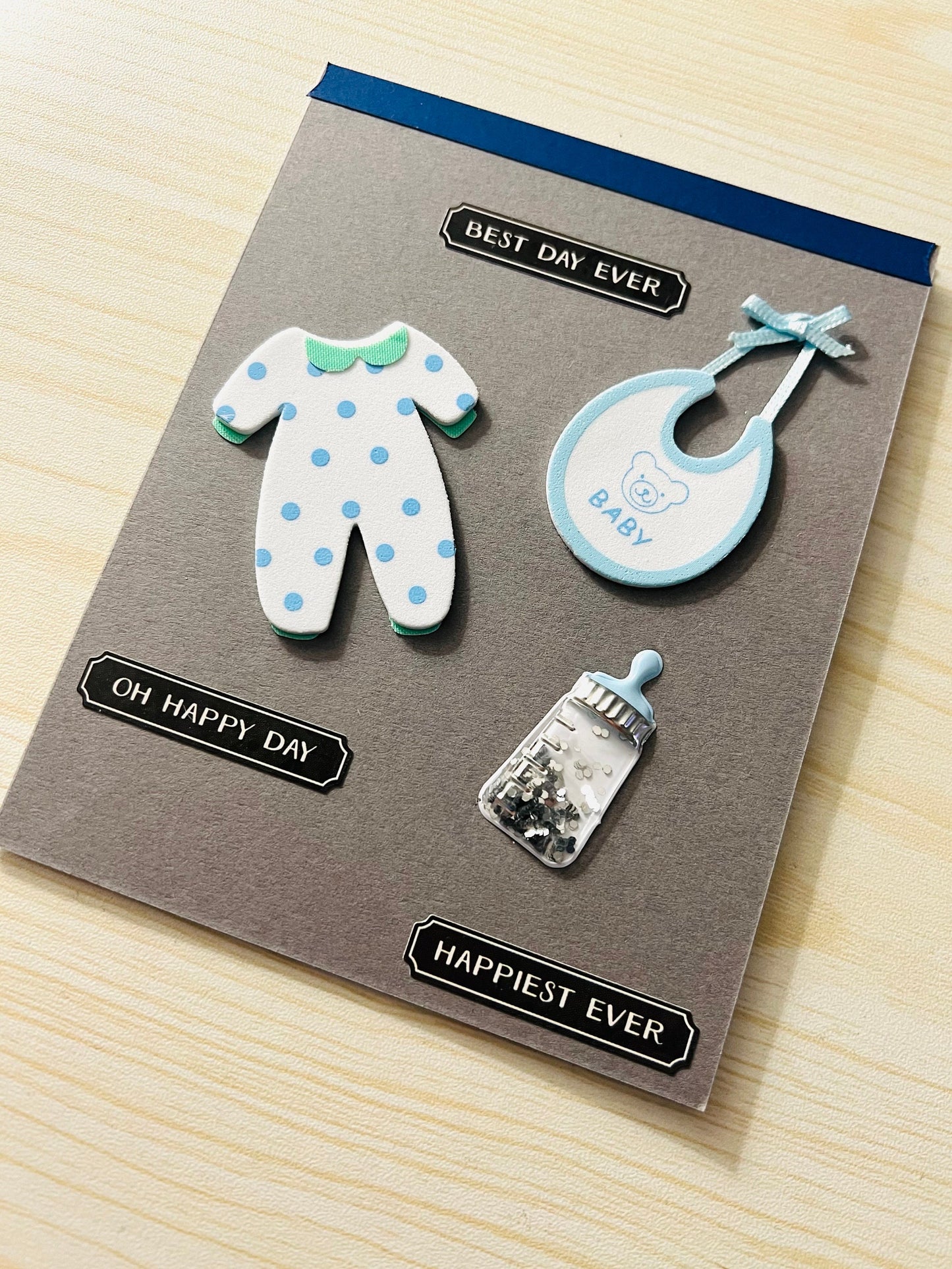 Best Day Ever Baby Bottle Shaker Card for a Boy, Delightful Celebration Greeting for New Parents and Their Little One