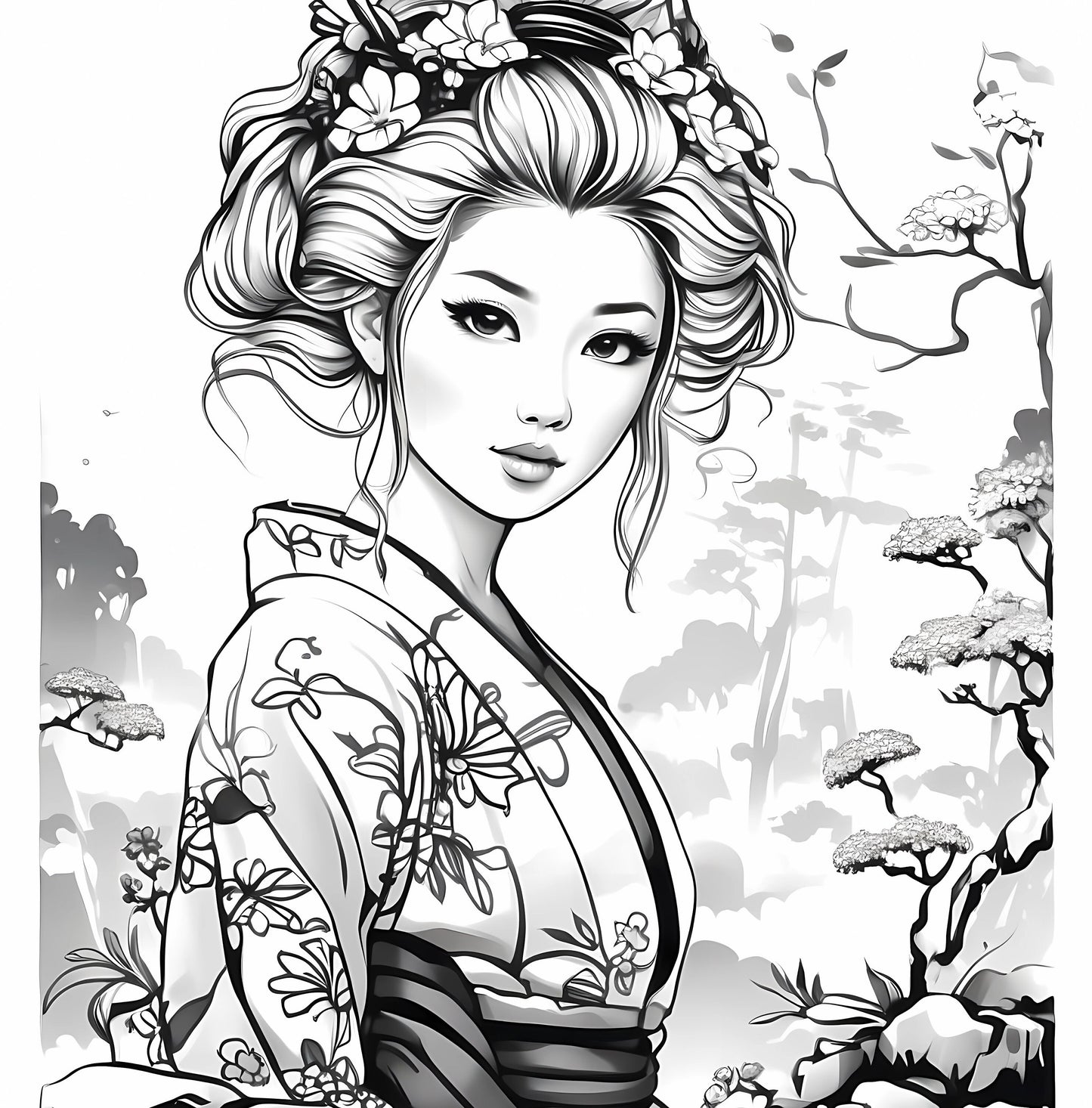 Beauties of Japan: Exquisite Geisha Women Coloring Book for Adults