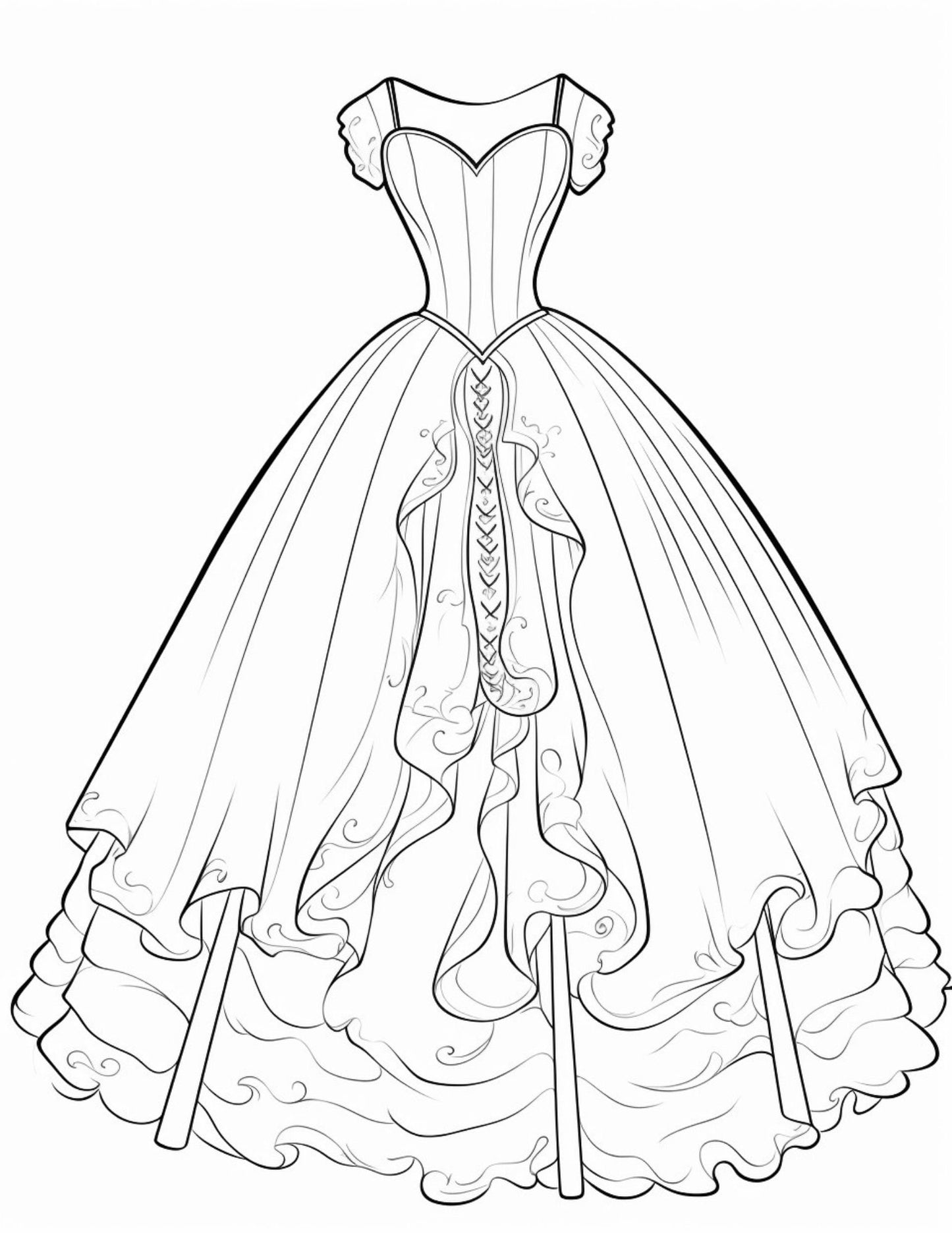 Belle of the Ball Gowns Coloring Book | 50 beautiful illustrations | PDF Digital Download