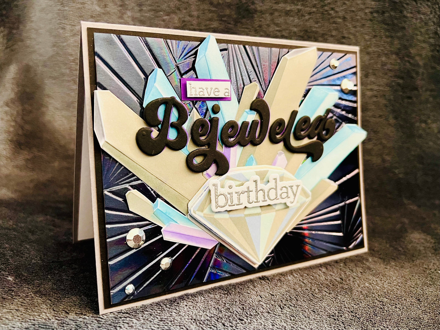 Bejeweled Birthday Silver Gems Card
