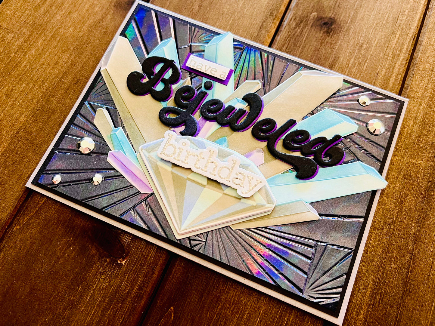 Bejeweled Birthday Silver Gems Card