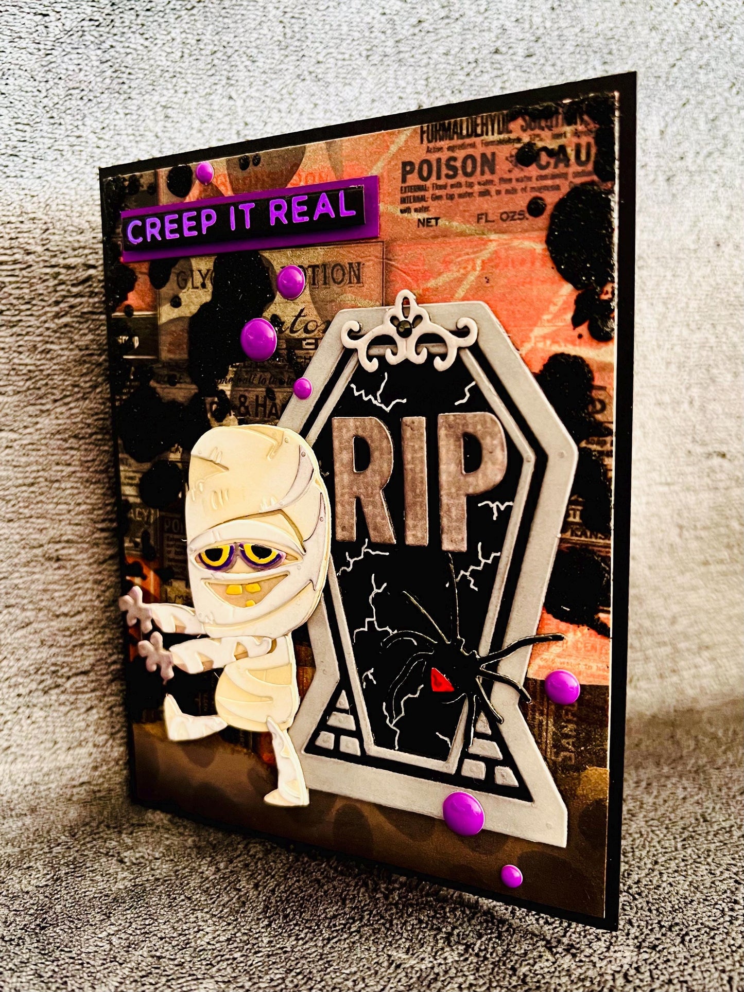 Mummy Escaping Coffin Halloween Card