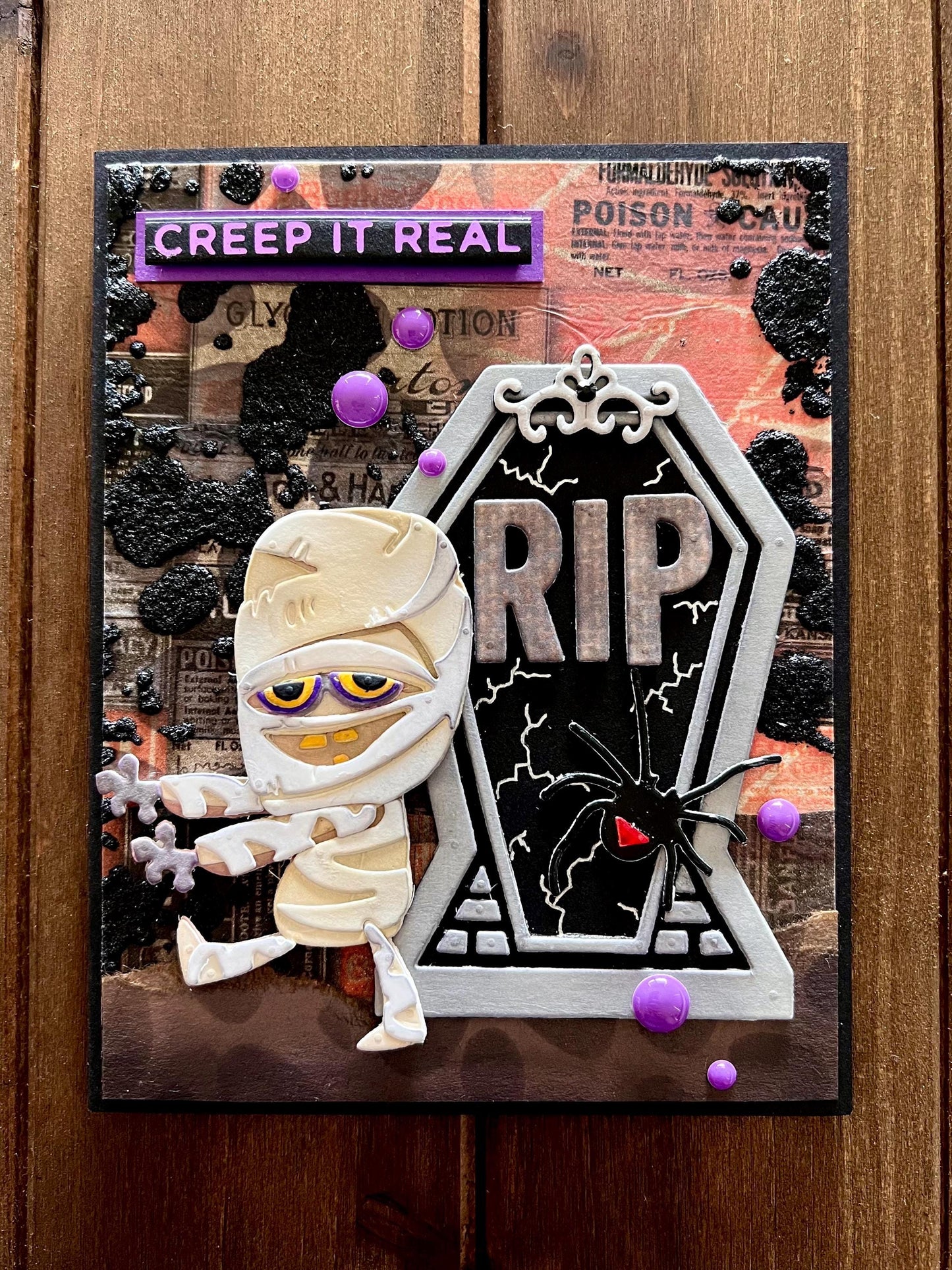 Mummy Escaping Coffin Halloween Card