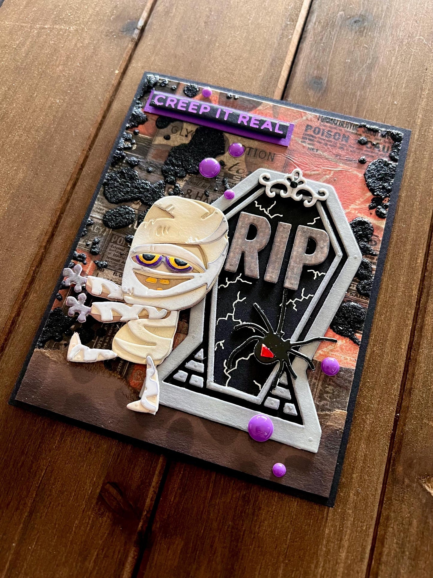 Mummy Escaping Coffin Halloween Card