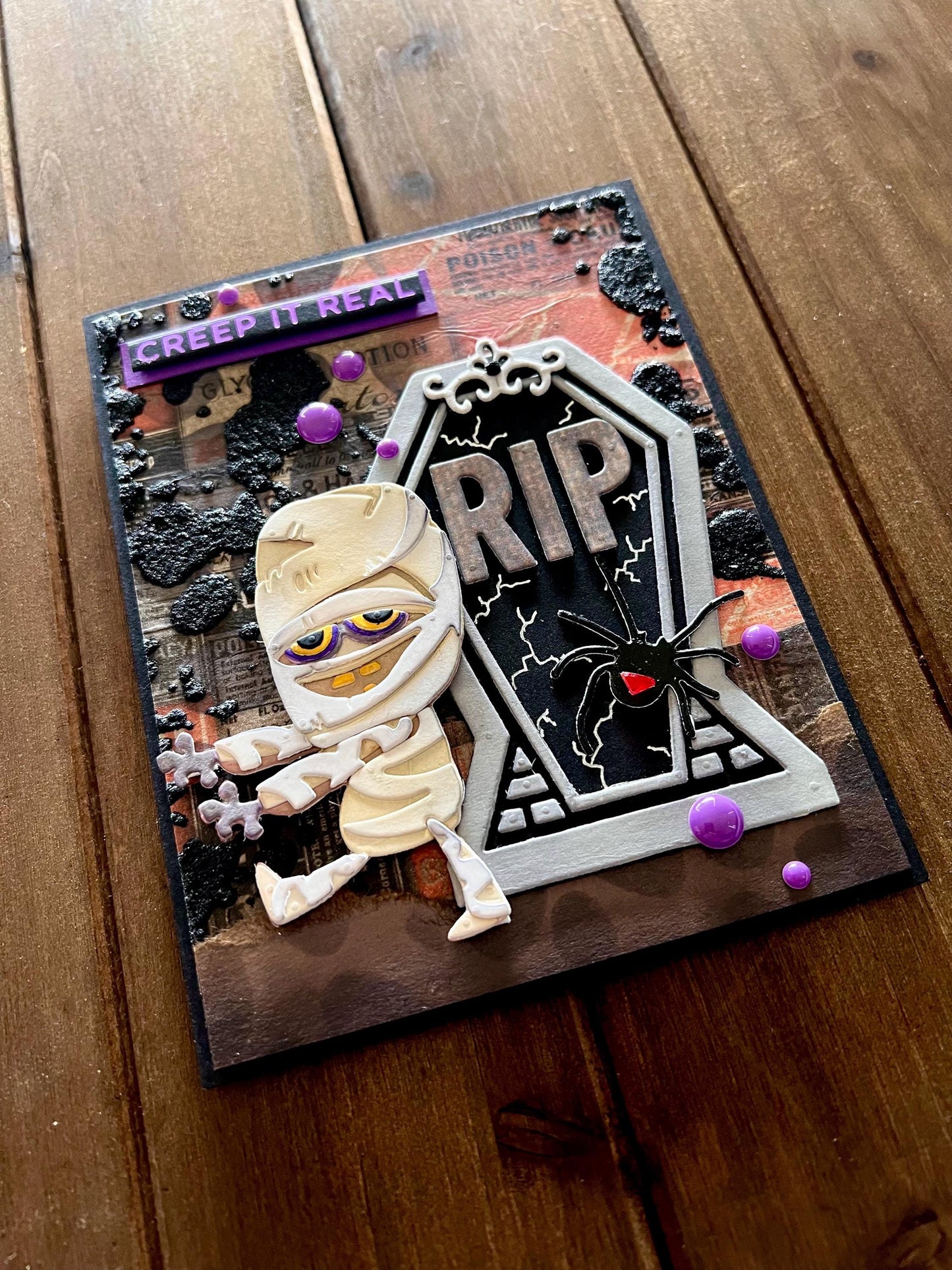 Mummy Escaping Coffin Halloween Card