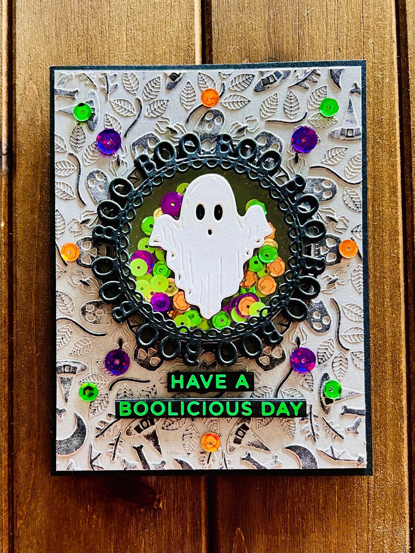 Have a Boolicious Day Ghost Shaker Halloween Card