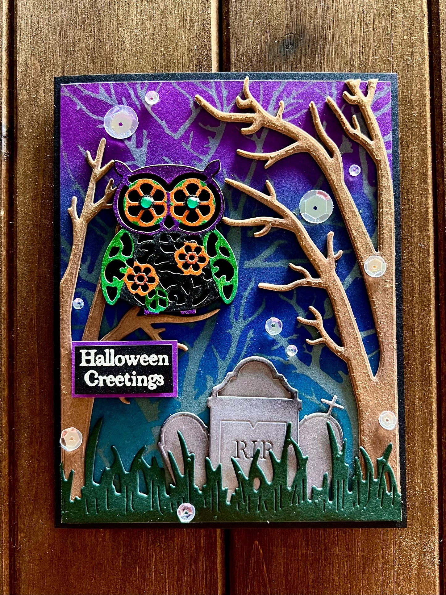 Owl in Spooky Forest Halloween Card
