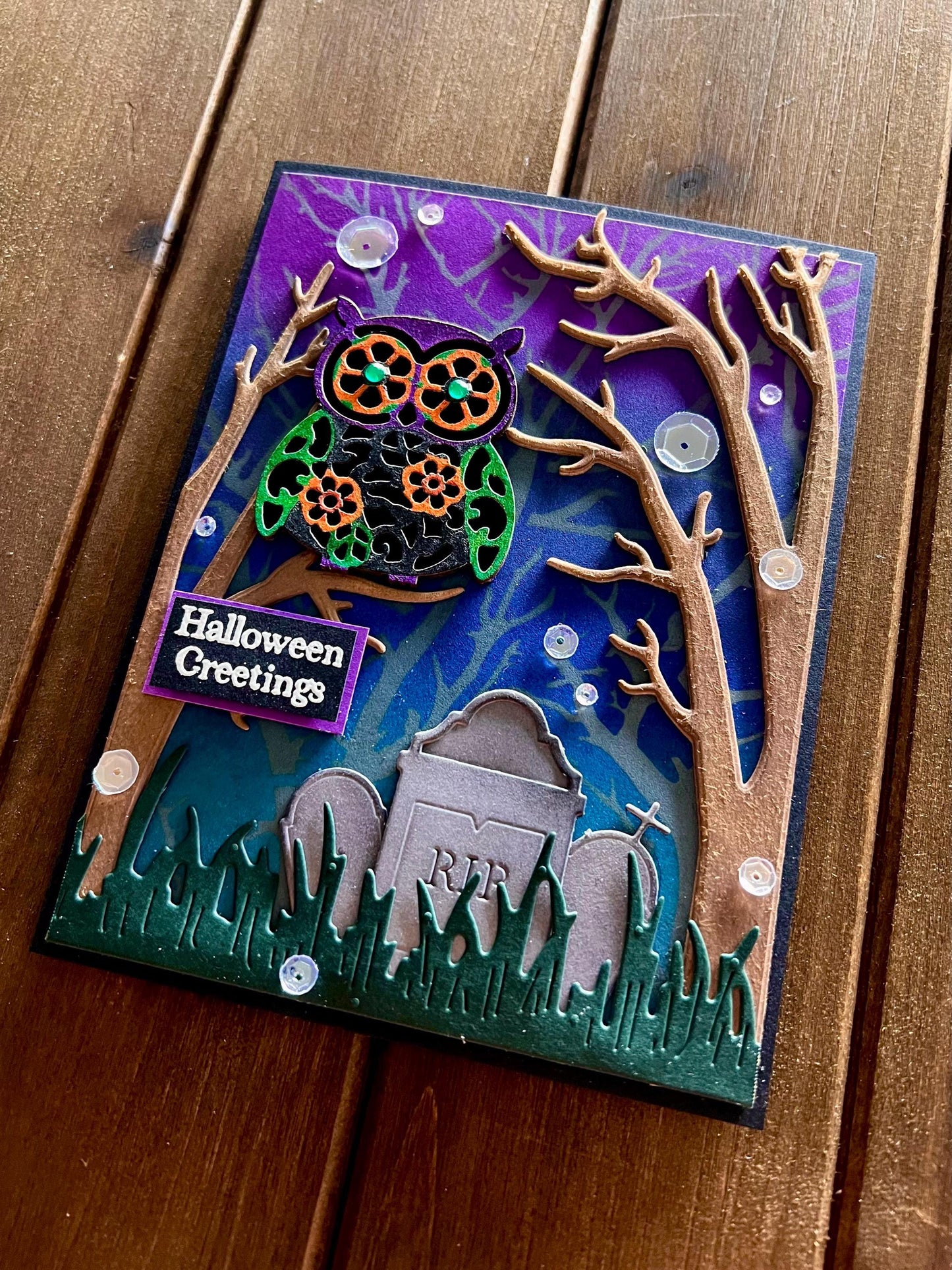 Owl in Spooky Forest Halloween Card