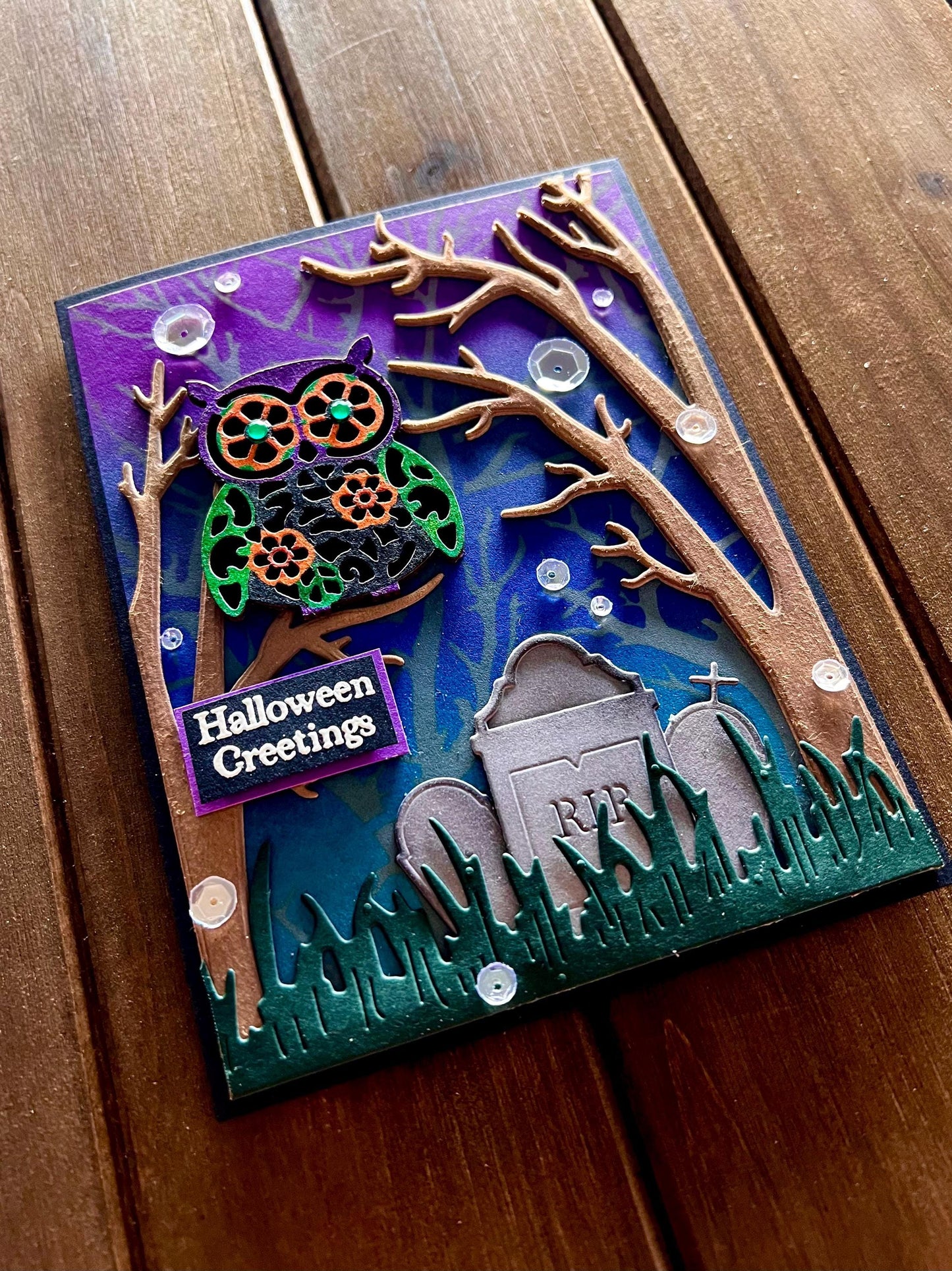 Owl in Spooky Forest Halloween Card