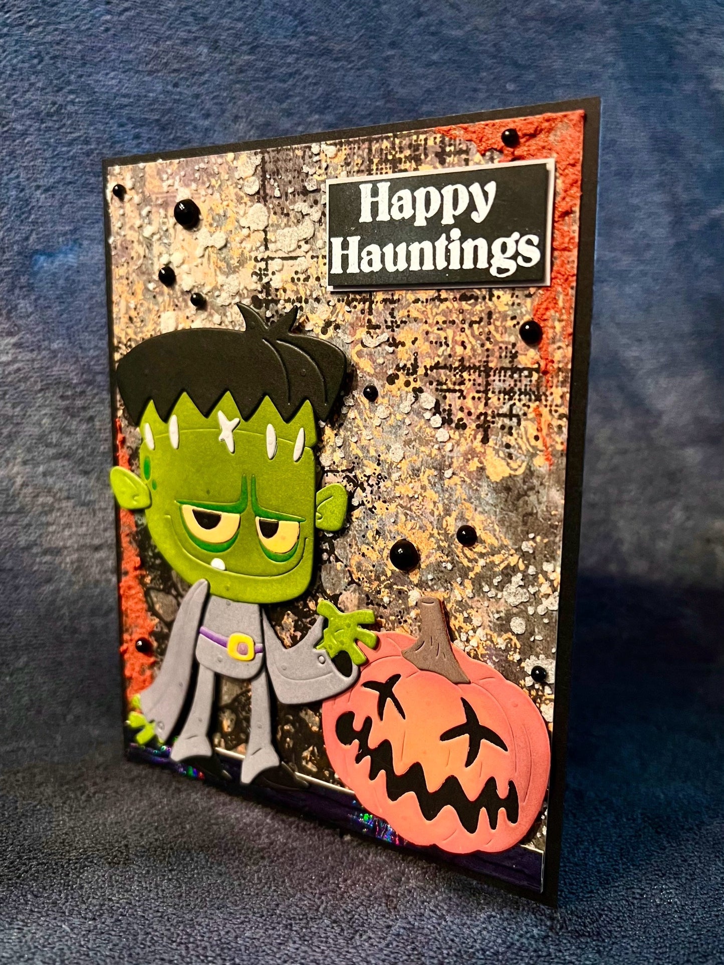 Frankenstein with Pumpkin Glow in the Dark Halloween Card