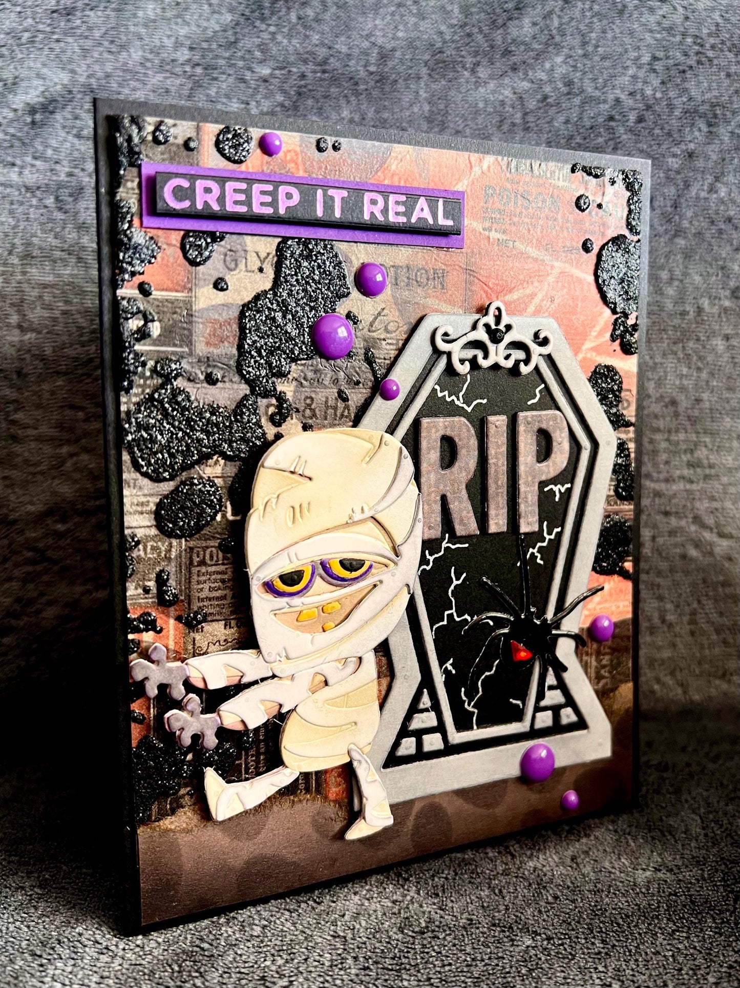 Mummy Escaping Coffin Halloween Card