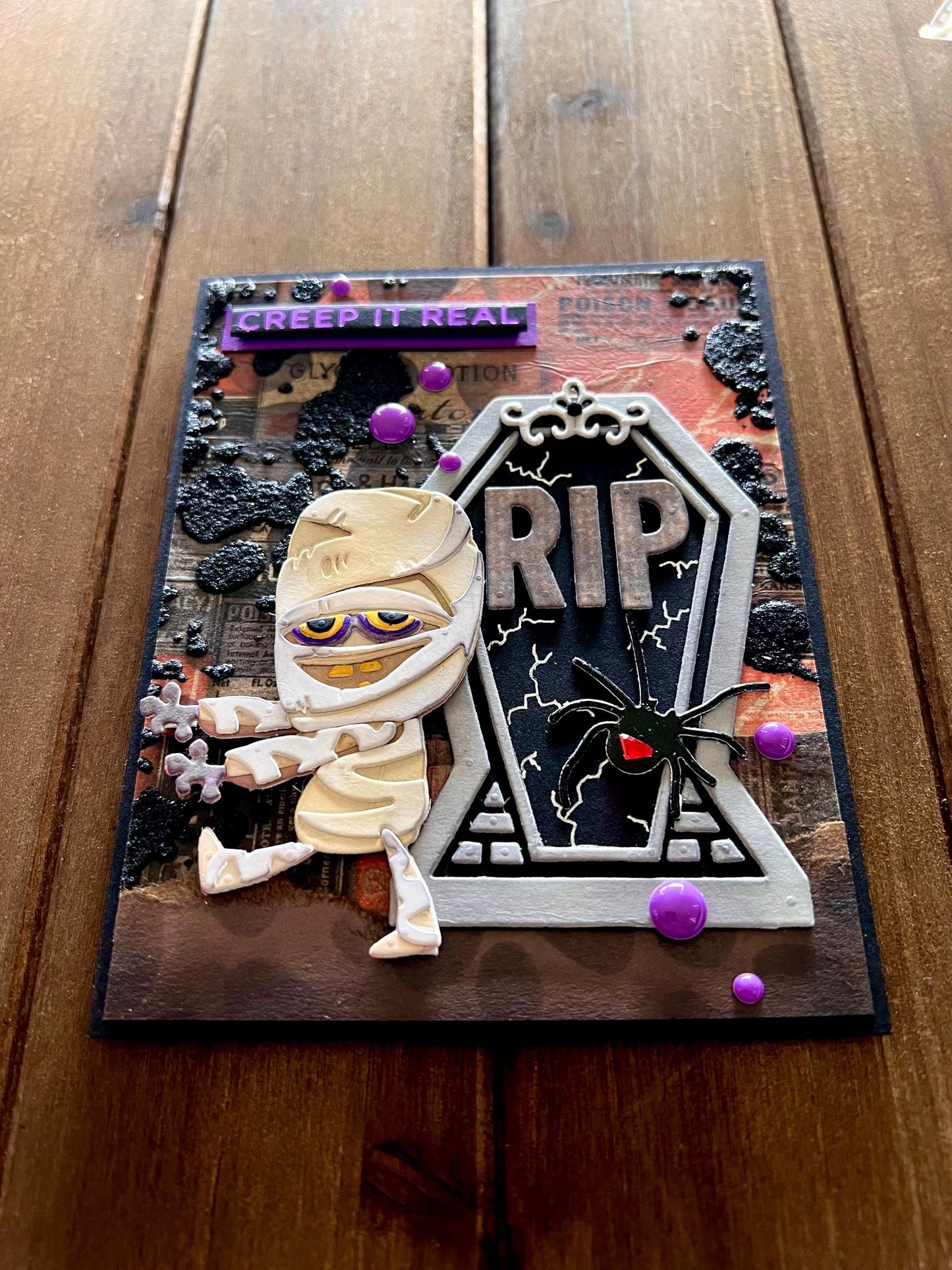Mummy Escaping Coffin Halloween Card