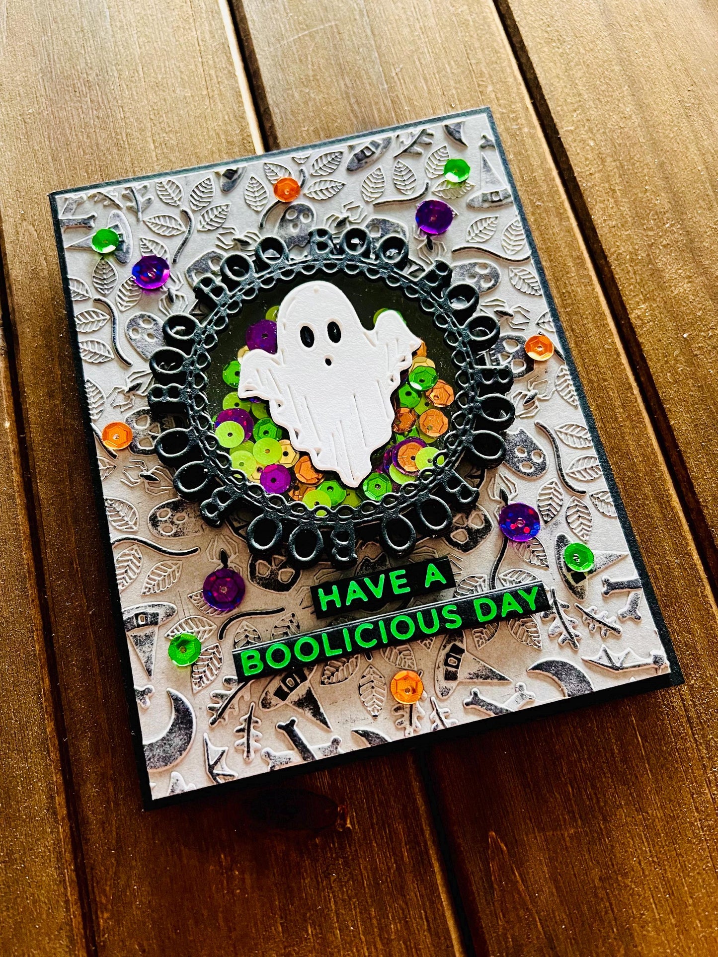 Have a Boolicious Day Ghost Shaker Halloween Card