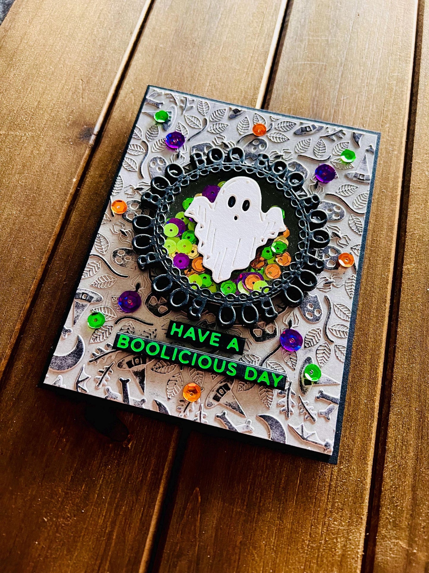 Have a Boolicious Day Ghost Shaker Halloween Card