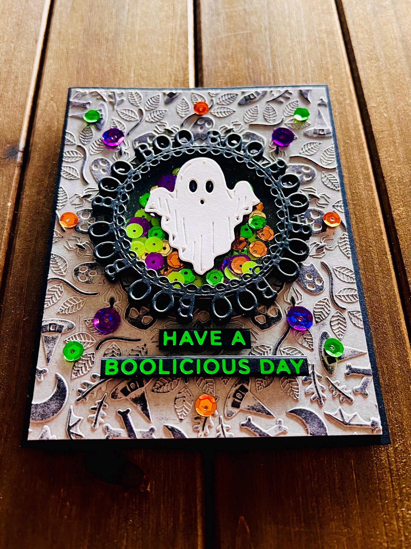 Have a Boolicious Day Ghost Shaker Halloween Card