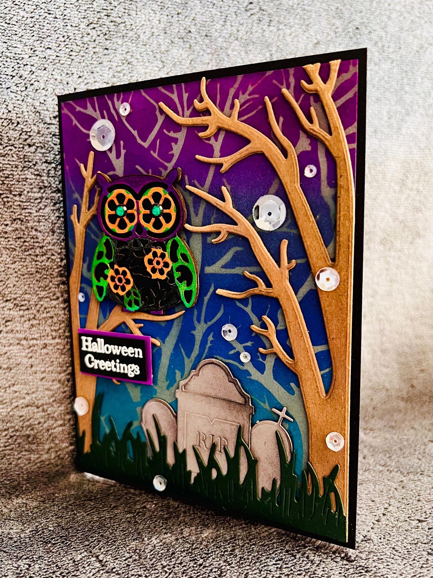 Owl in Spooky Forest Halloween Card