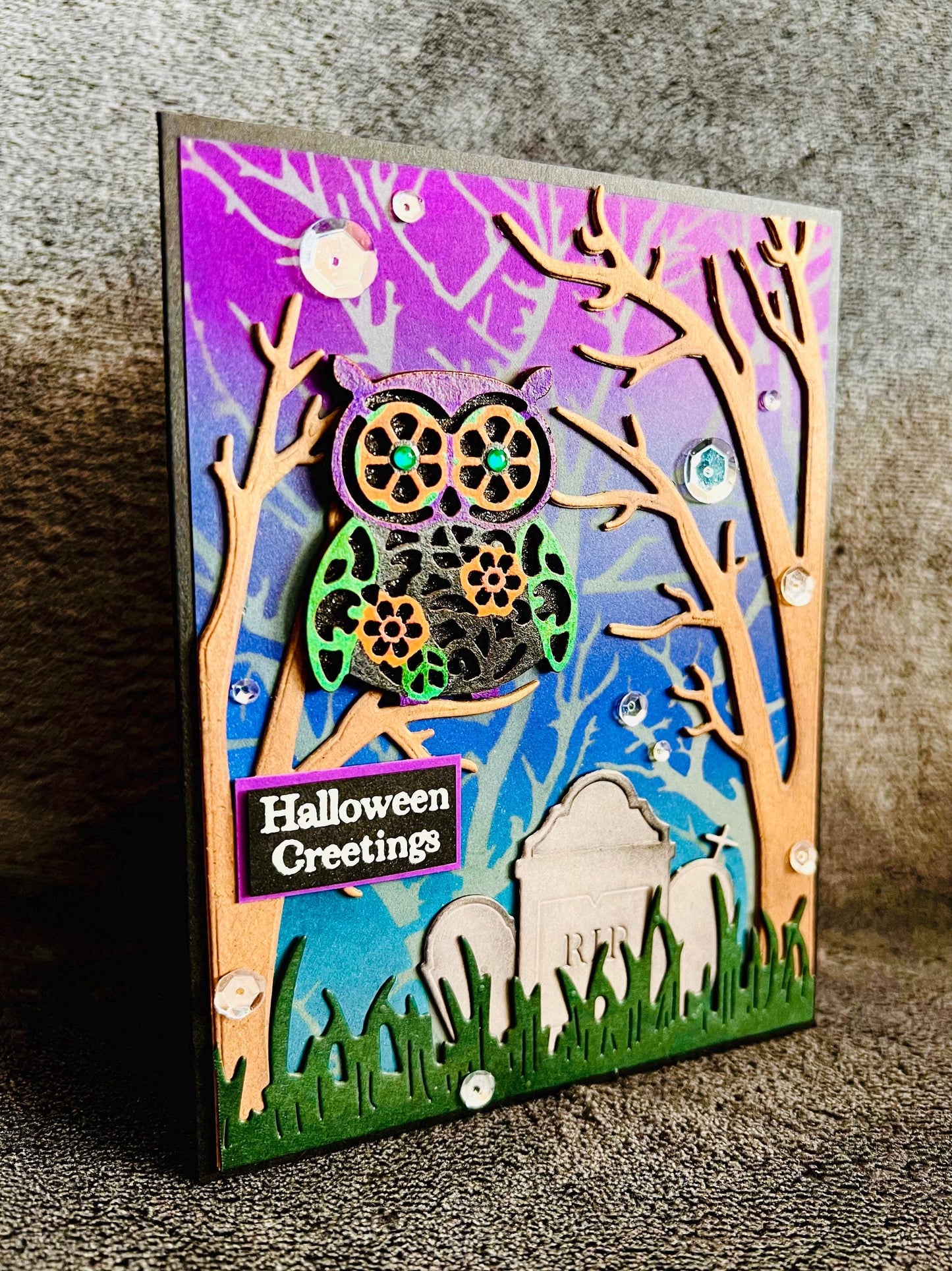 Owl in Spooky Forest Halloween Card