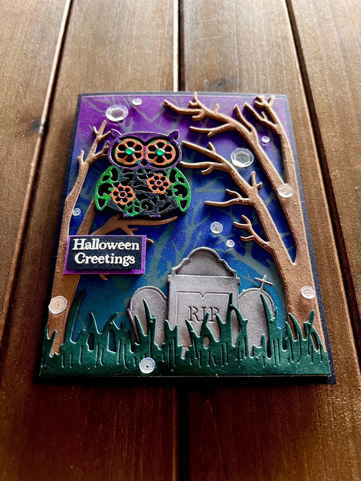 Owl in Spooky Forest Halloween Card