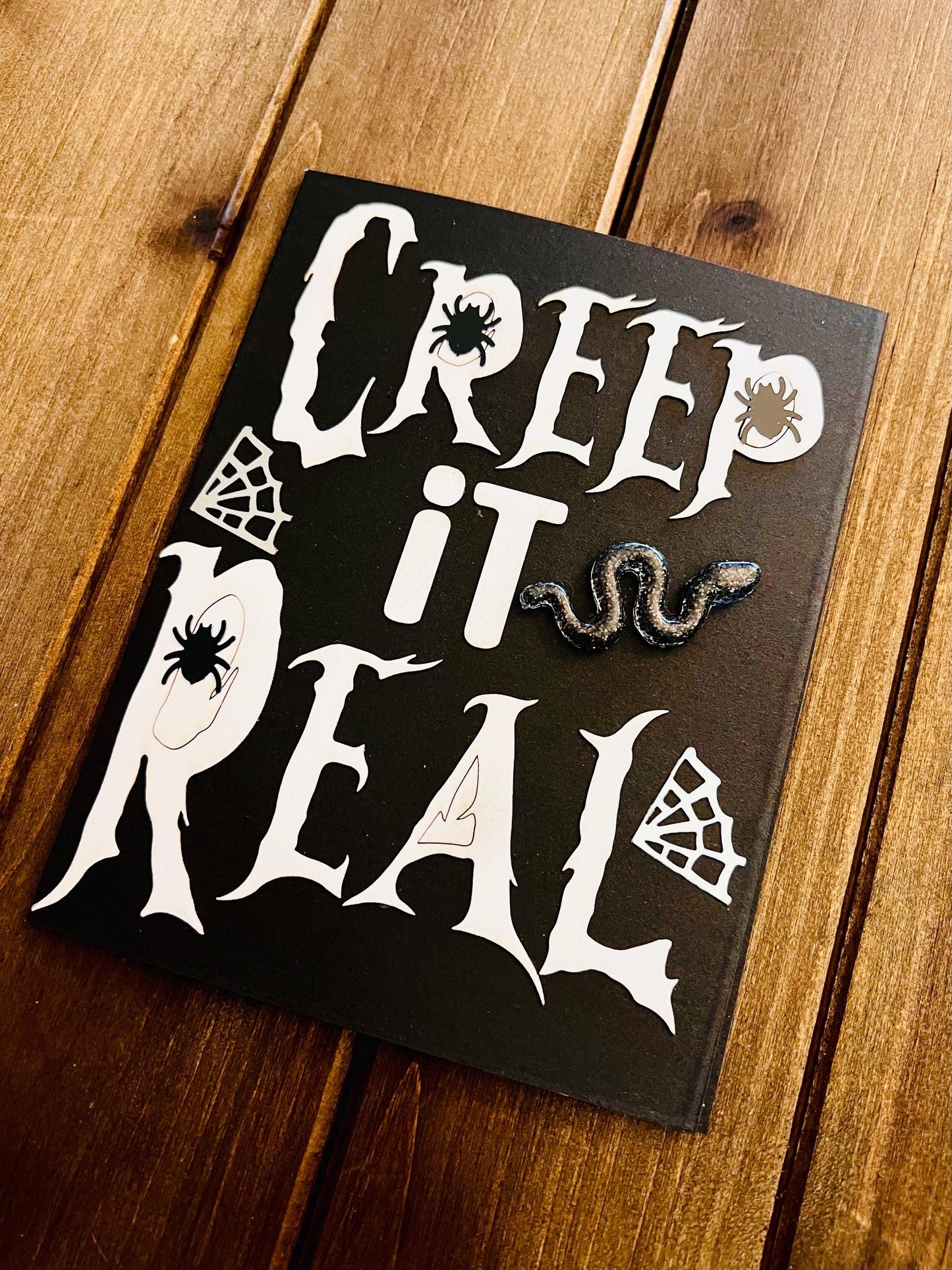 Creep It Real Black and White Halloween Card