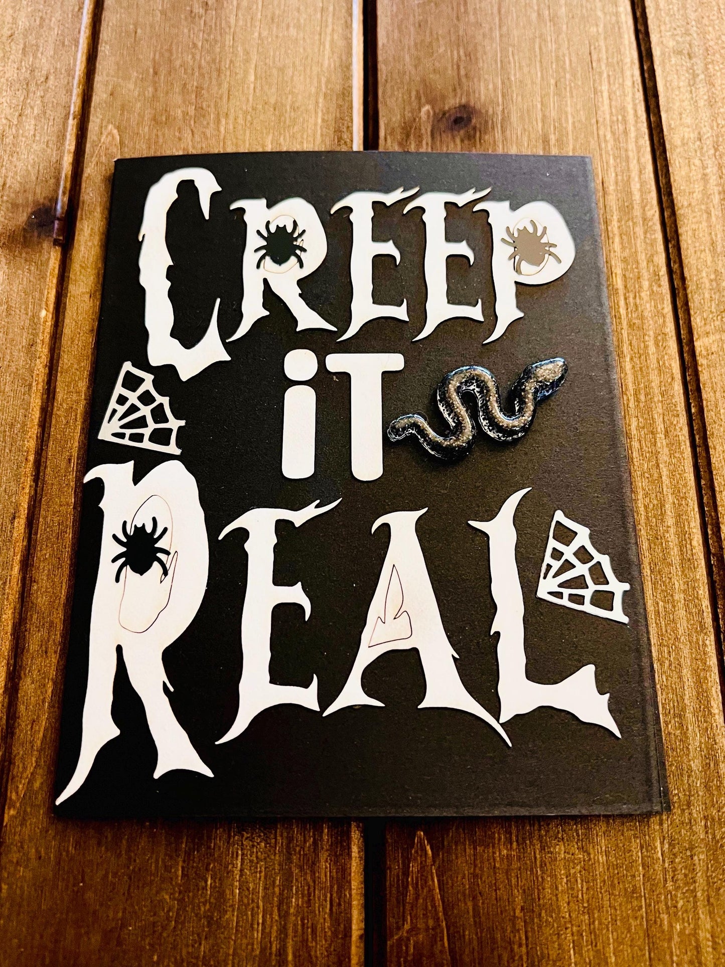 Creep It Real Black and White Halloween Card
