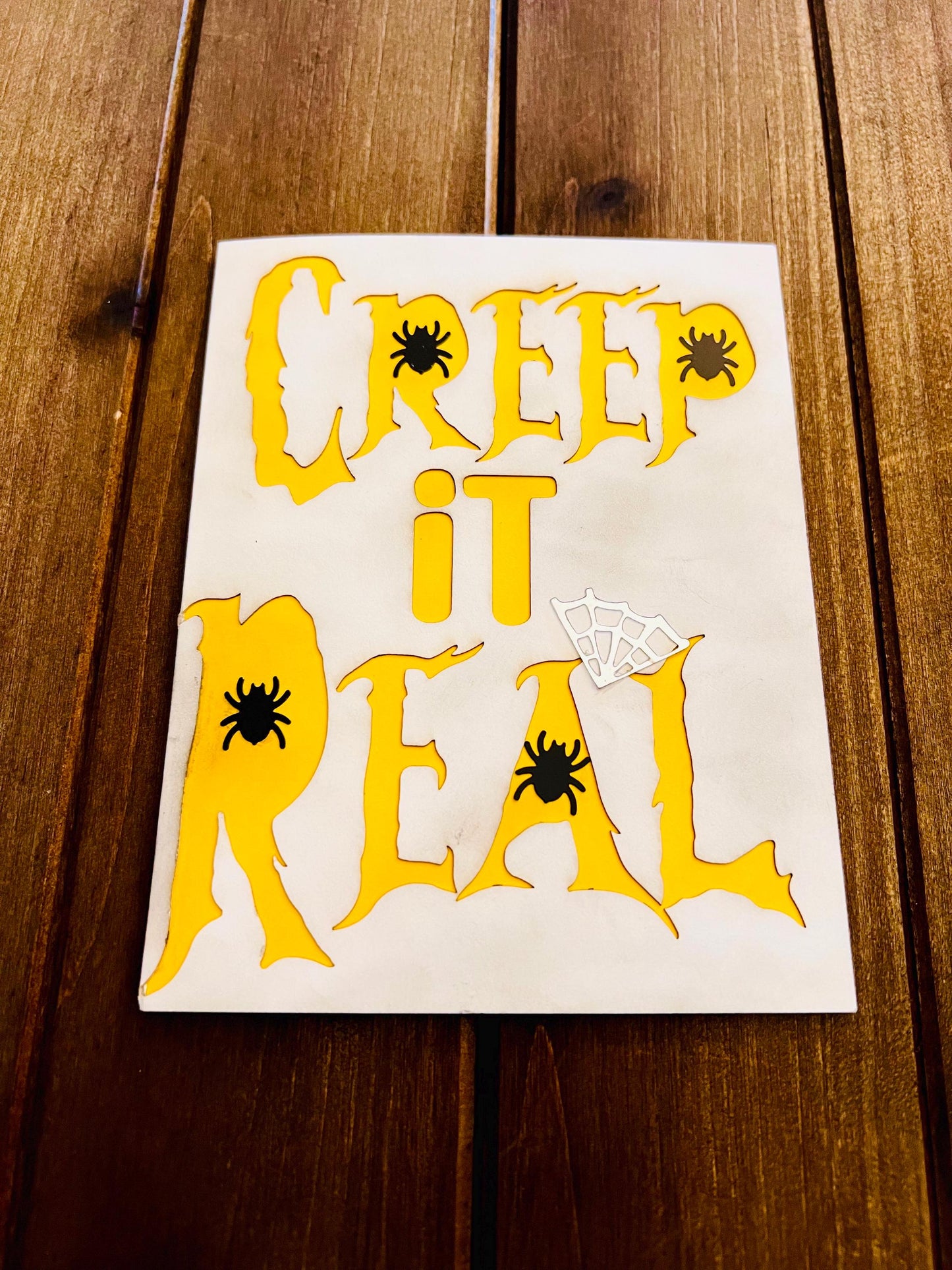 Creep It Real Yellow and White Halloween Card