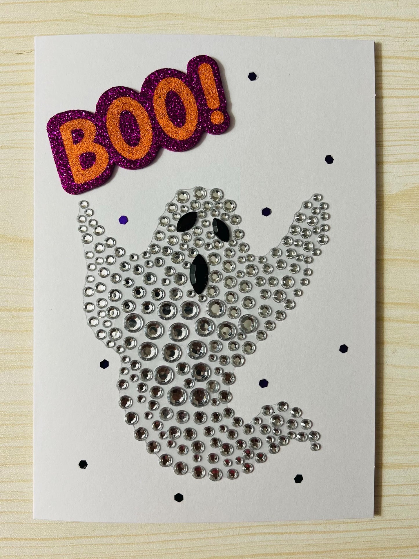 Bejeweled Ghost BOO! Halloween Card