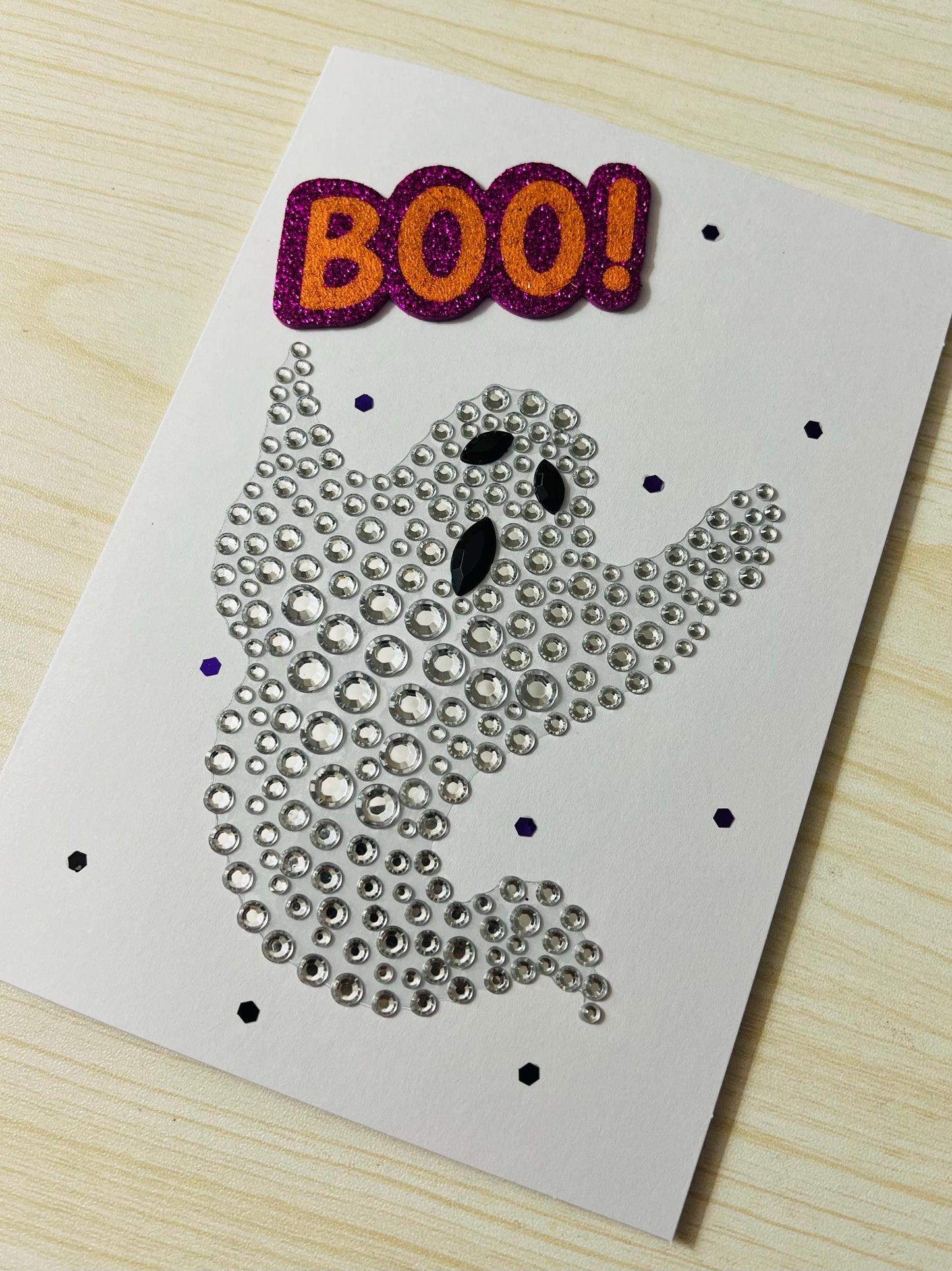 Bejeweled Ghost BOO! Halloween Card