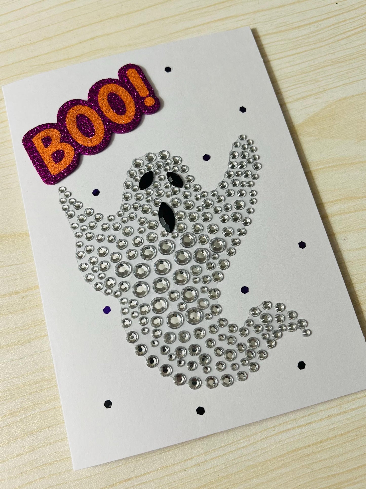 Bejeweled Ghost BOO! Halloween Card