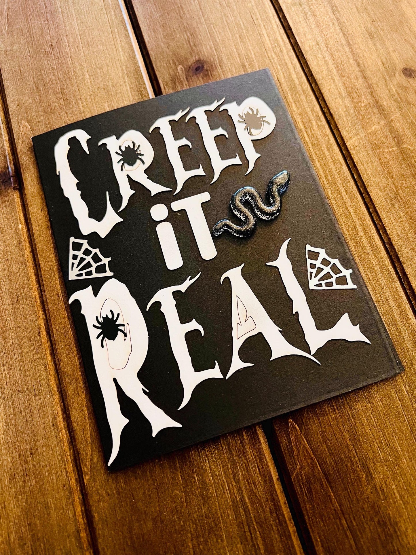 Creep It Real Black and White Halloween Card