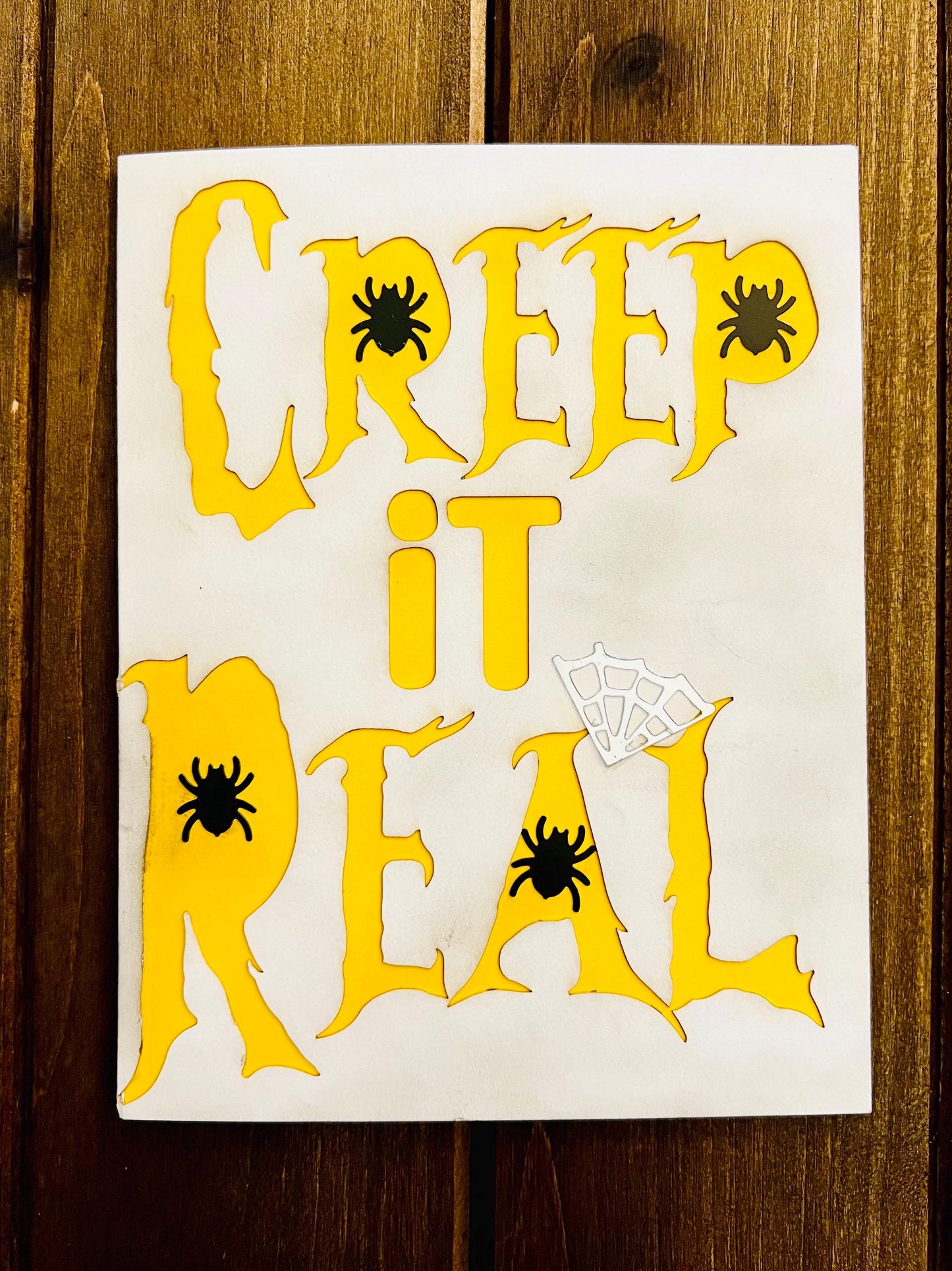 Creep It Real Yellow and White Halloween Card