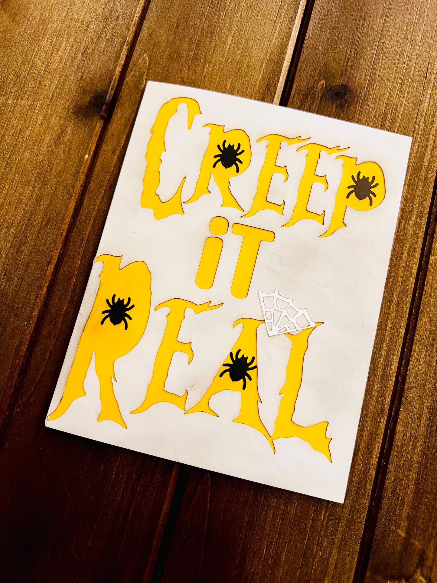 Creep It Real Yellow and White Halloween Card