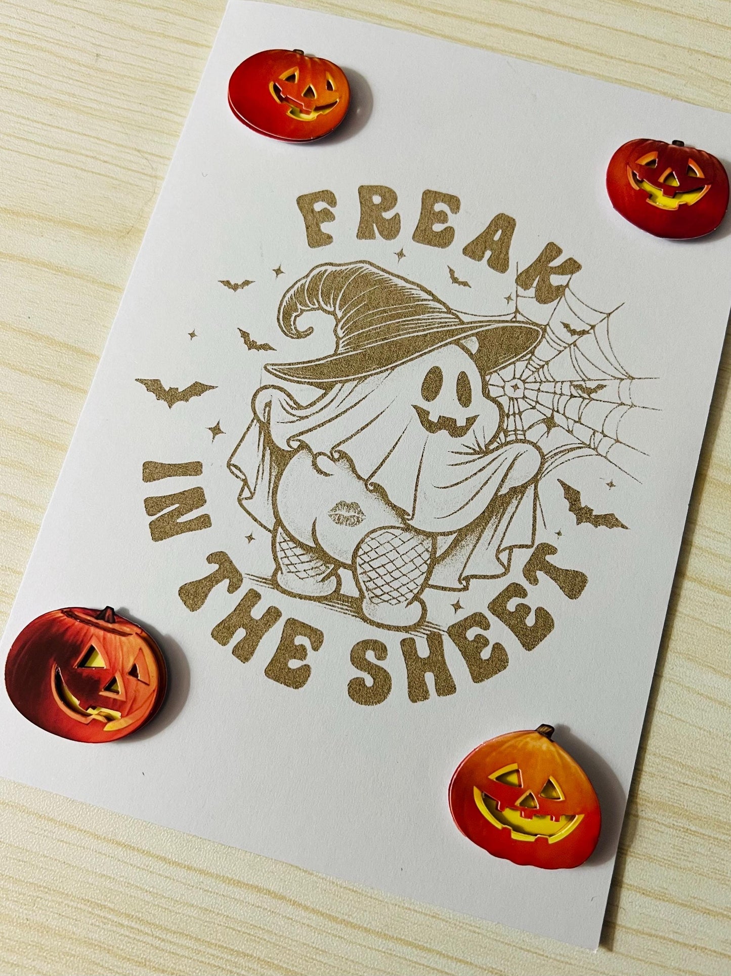 Laser Etched Mooning Ghost Halloween Card
