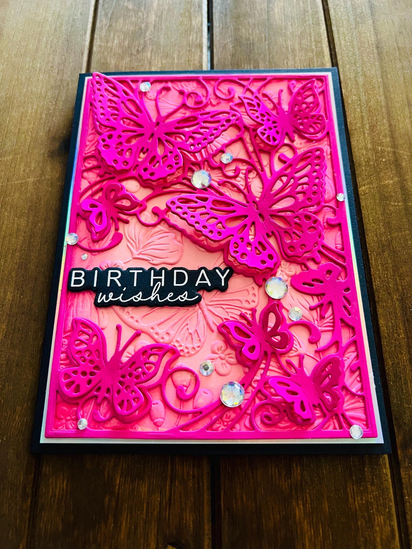 Dimensional Fluttering Butterflies Birthday Wishes Card