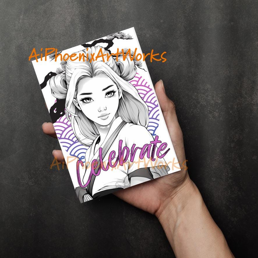 Anime Girl Greeting Card: Manga Art Celebrate Card (4x6)