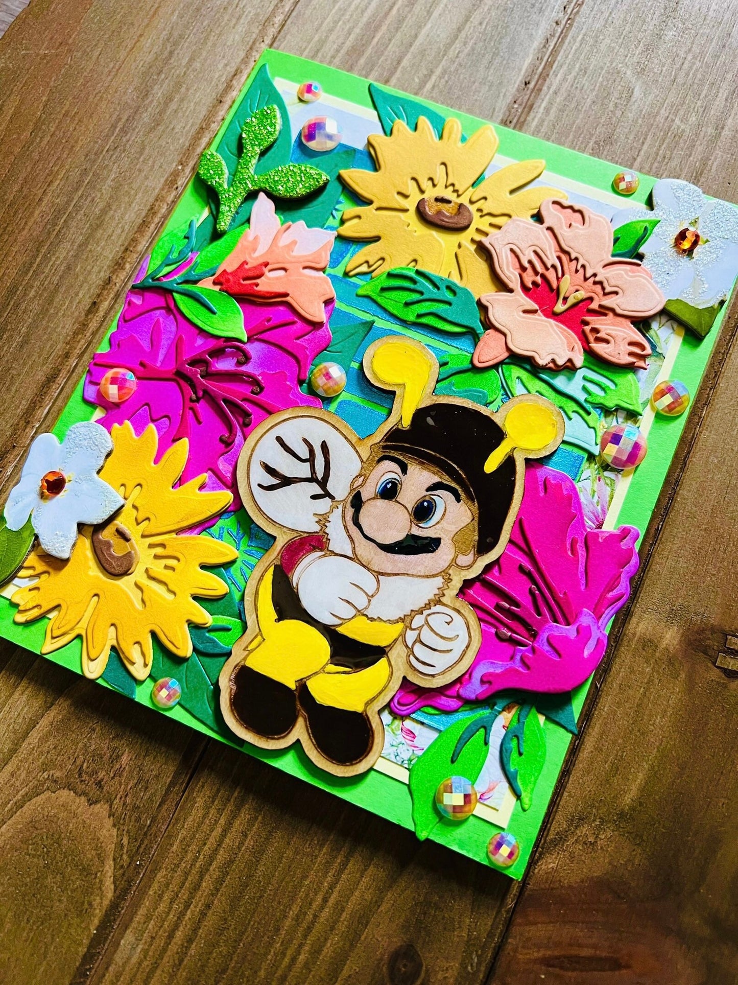 Bee Super Mario Layered Florals Blank Card