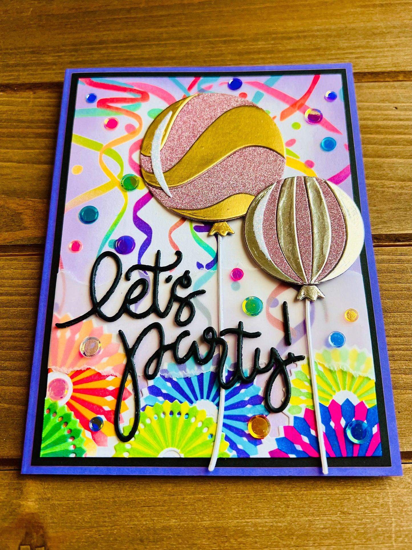 Balloons, Pinwheels and Streamers “Let’s Party” Card