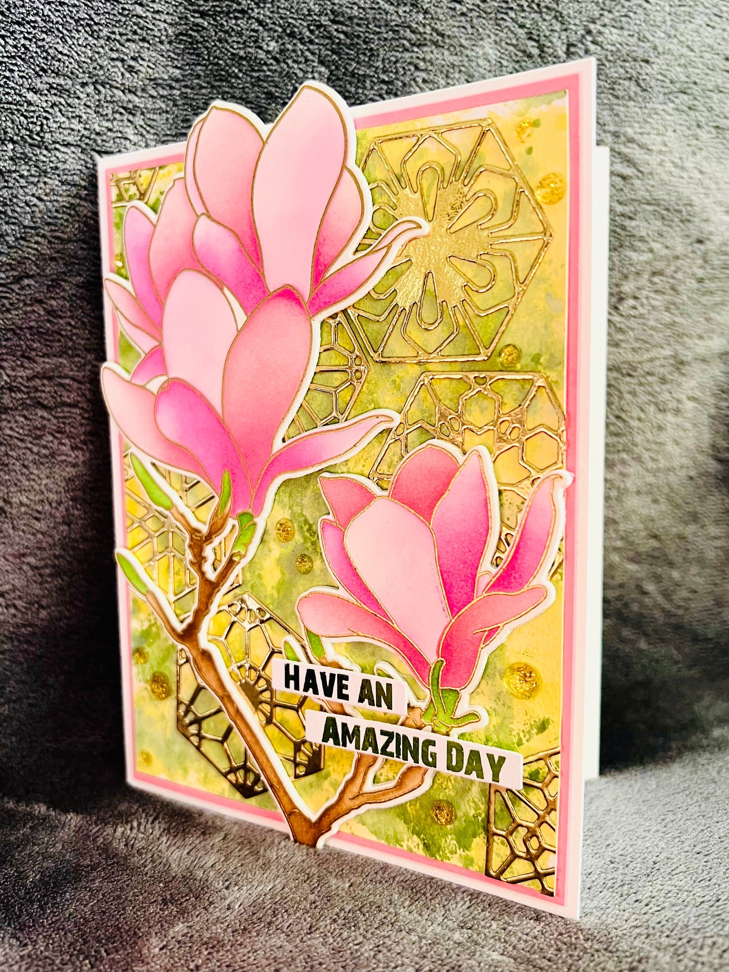 Blossoming Pink Magnolias Amazing Day Card