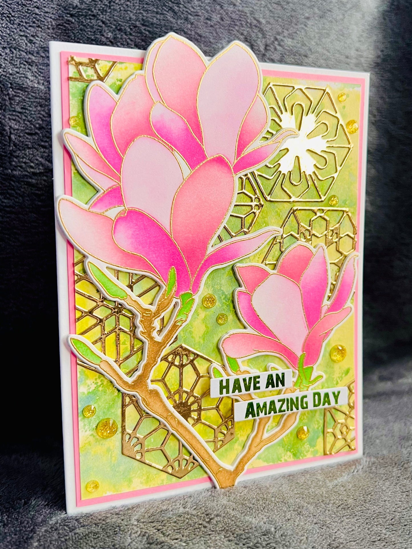 Blossoming Pink Magnolias Amazing Day Card