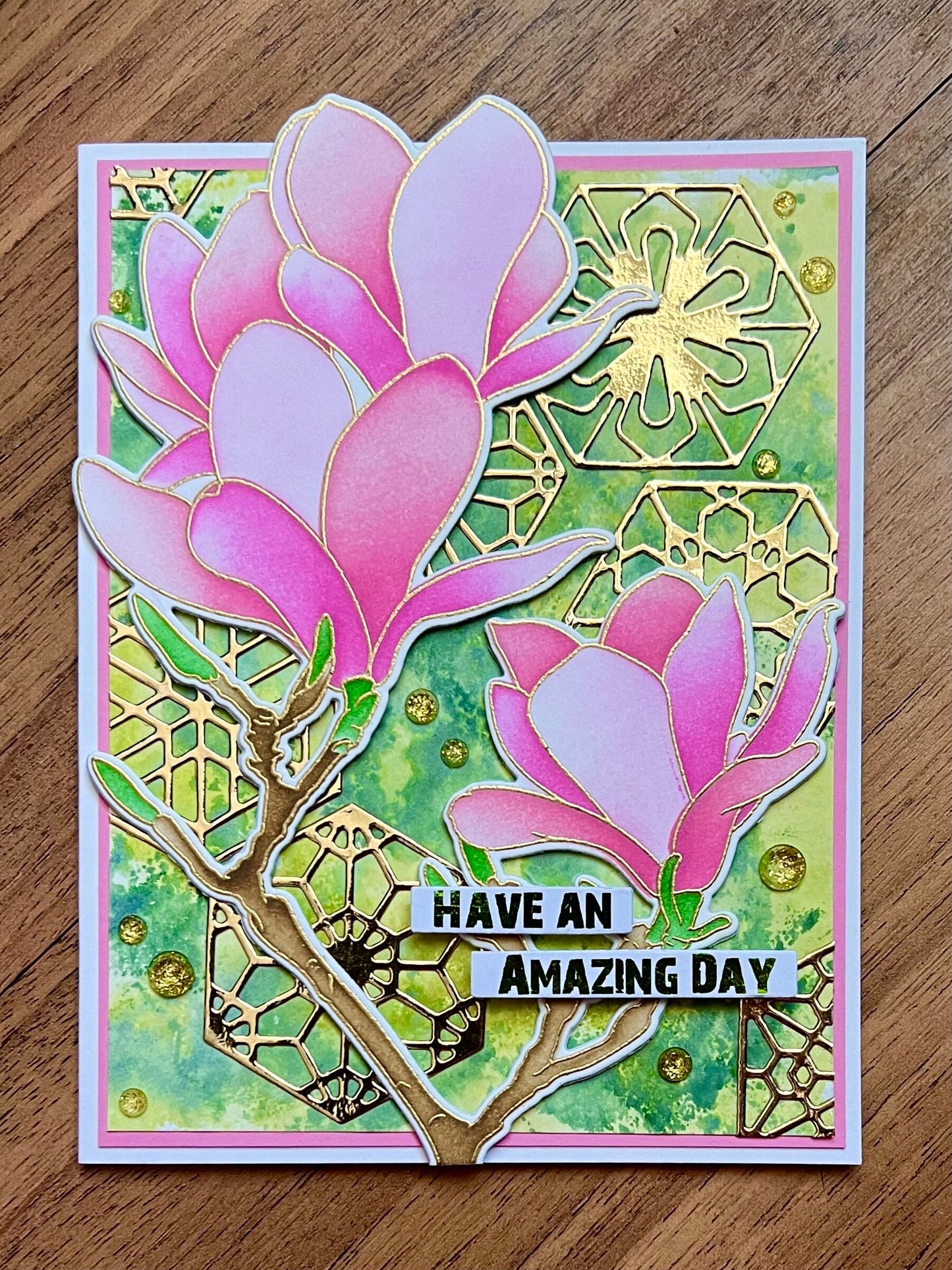 Blossoming Pink Magnolias Amazing Day Card