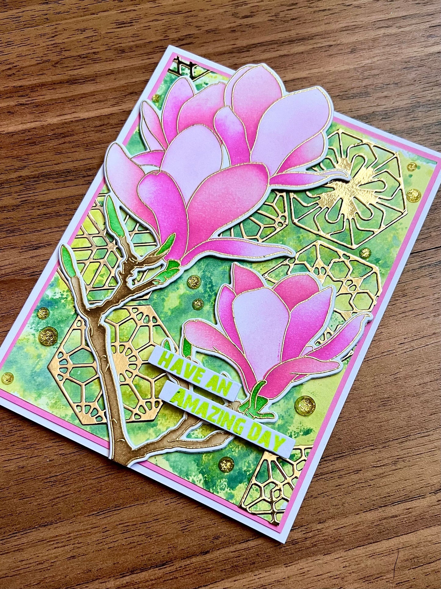 Blossoming Pink Magnolias Amazing Day Card