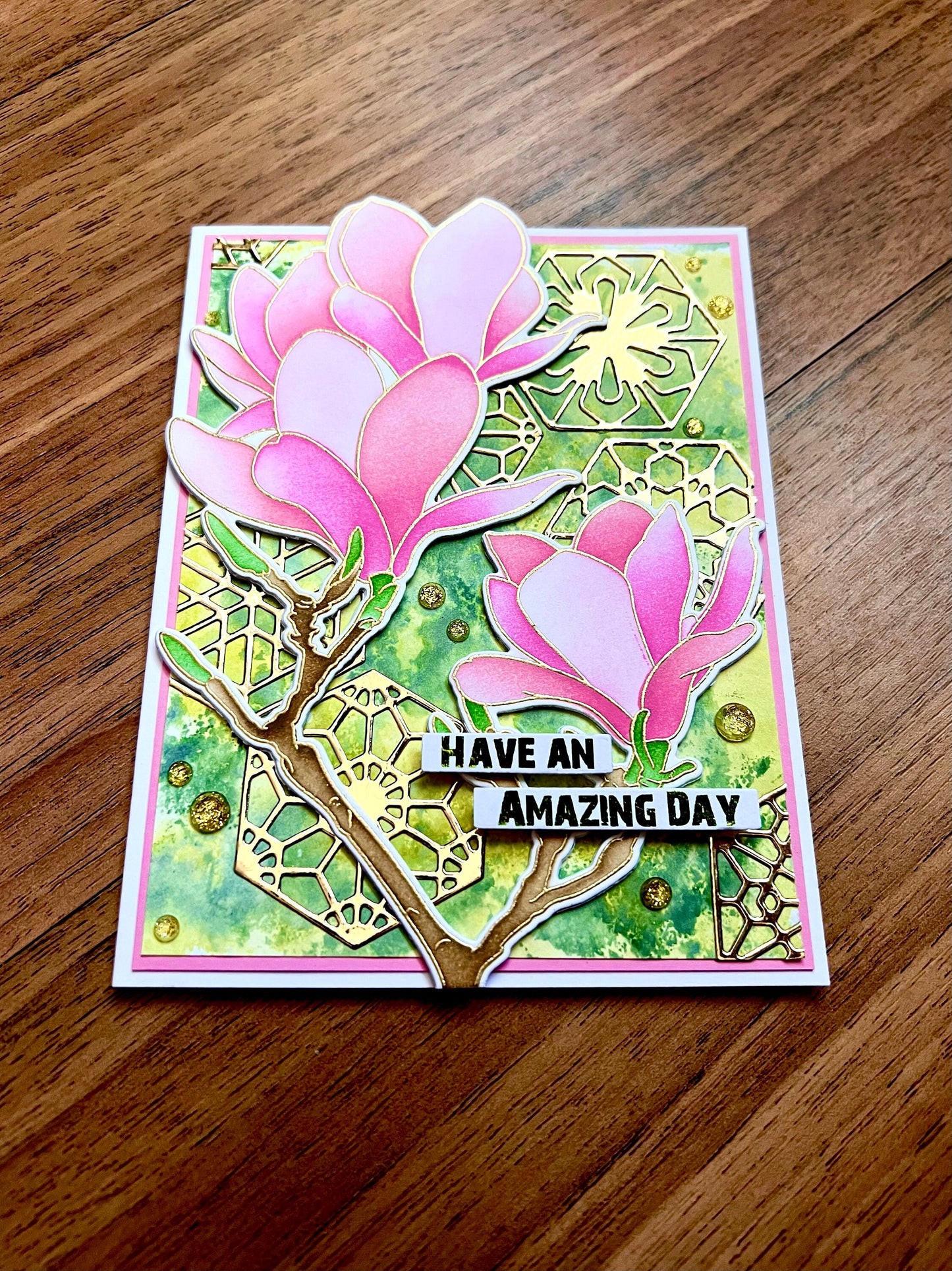Blossoming Pink Magnolias Amazing Day Card
