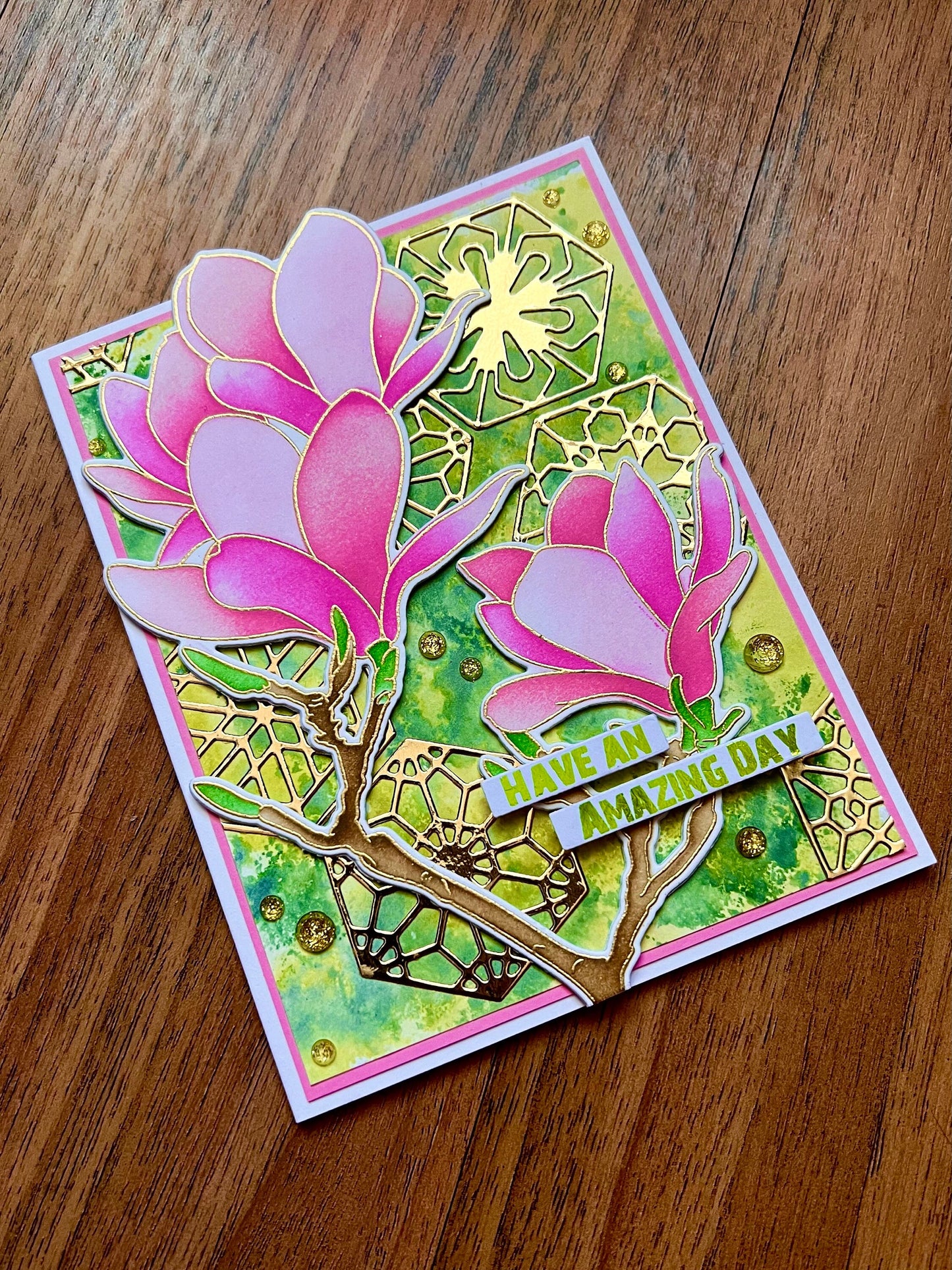 Blossoming Pink Magnolias Amazing Day Card
